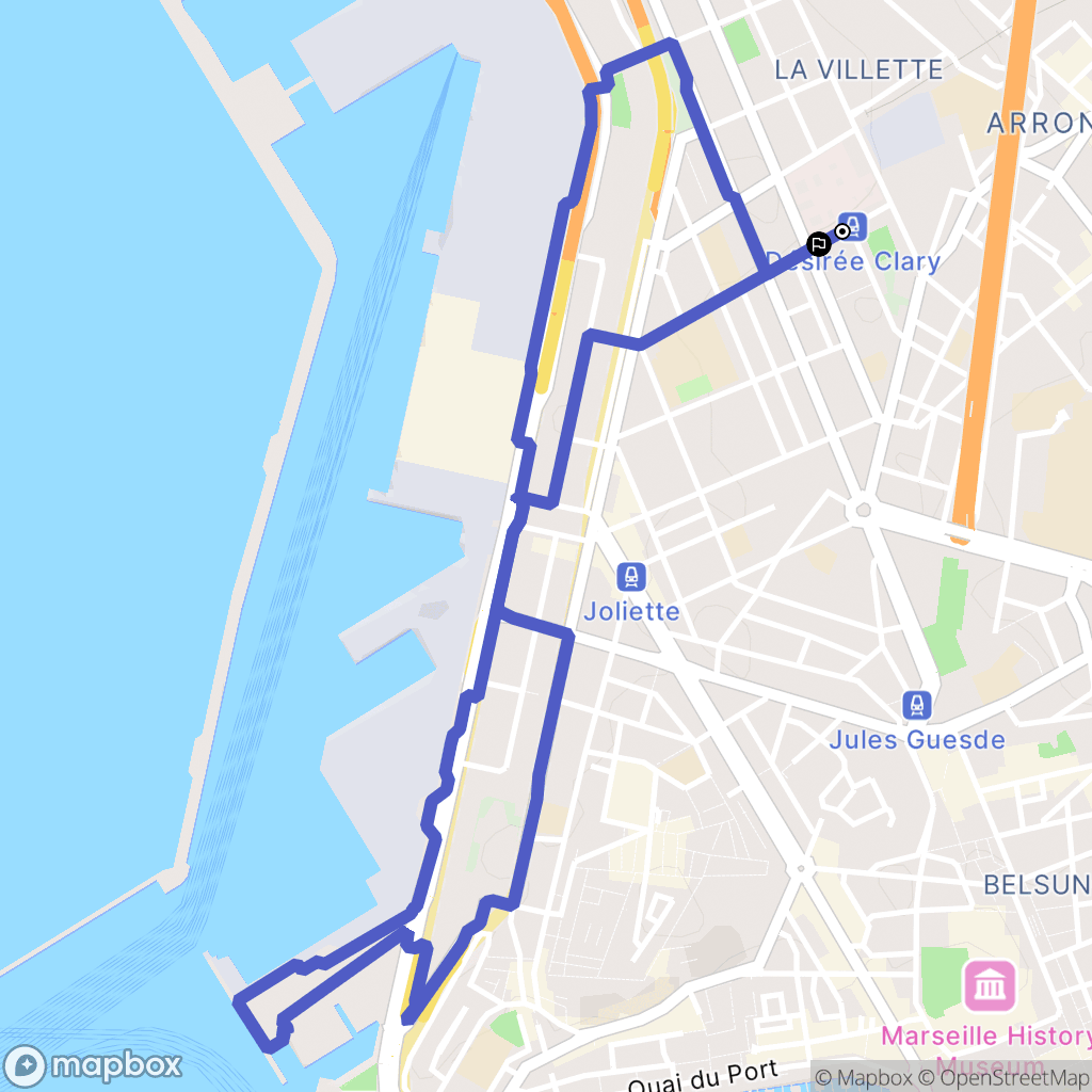 Marseille : carte du parcours de randonnée - France
