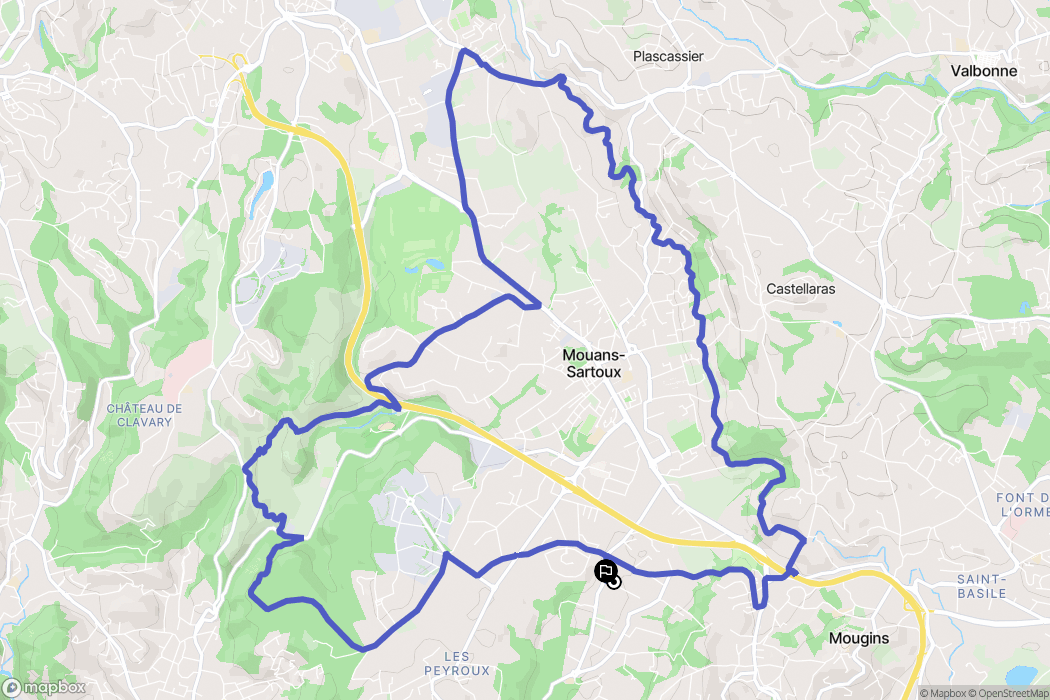 Mougins : carte du parcours de randonnée - France
