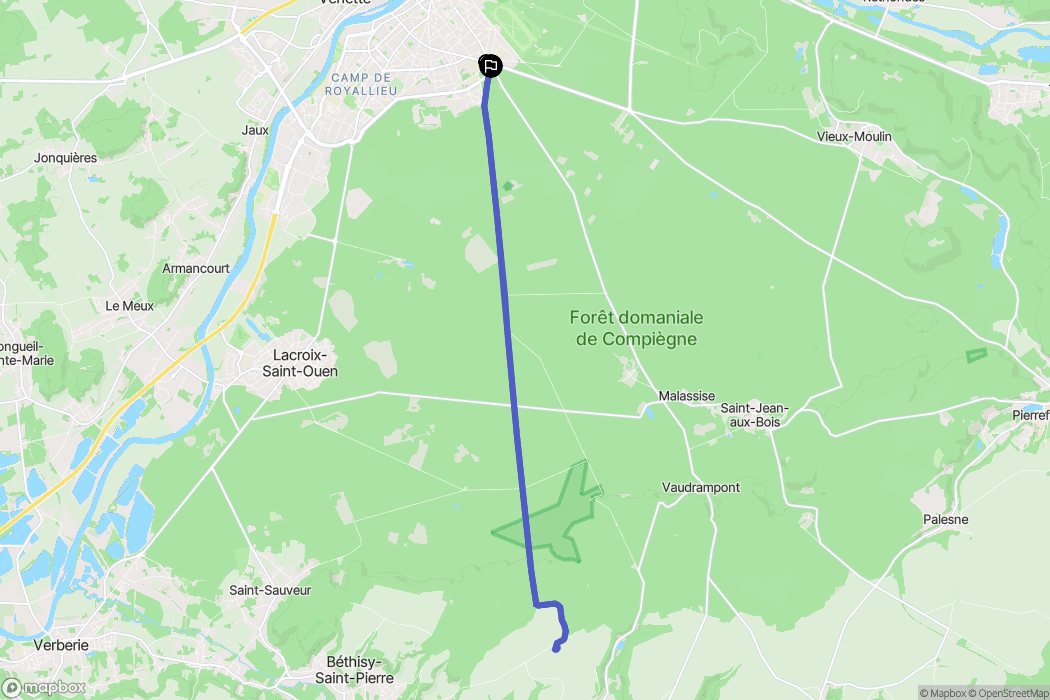 Compiègne : carte du parcours de randonnée - France