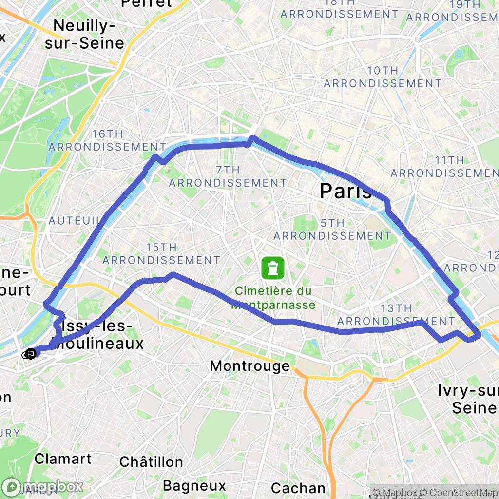 Issy-les-Moulineaux : carte du parcours de randonnée - France