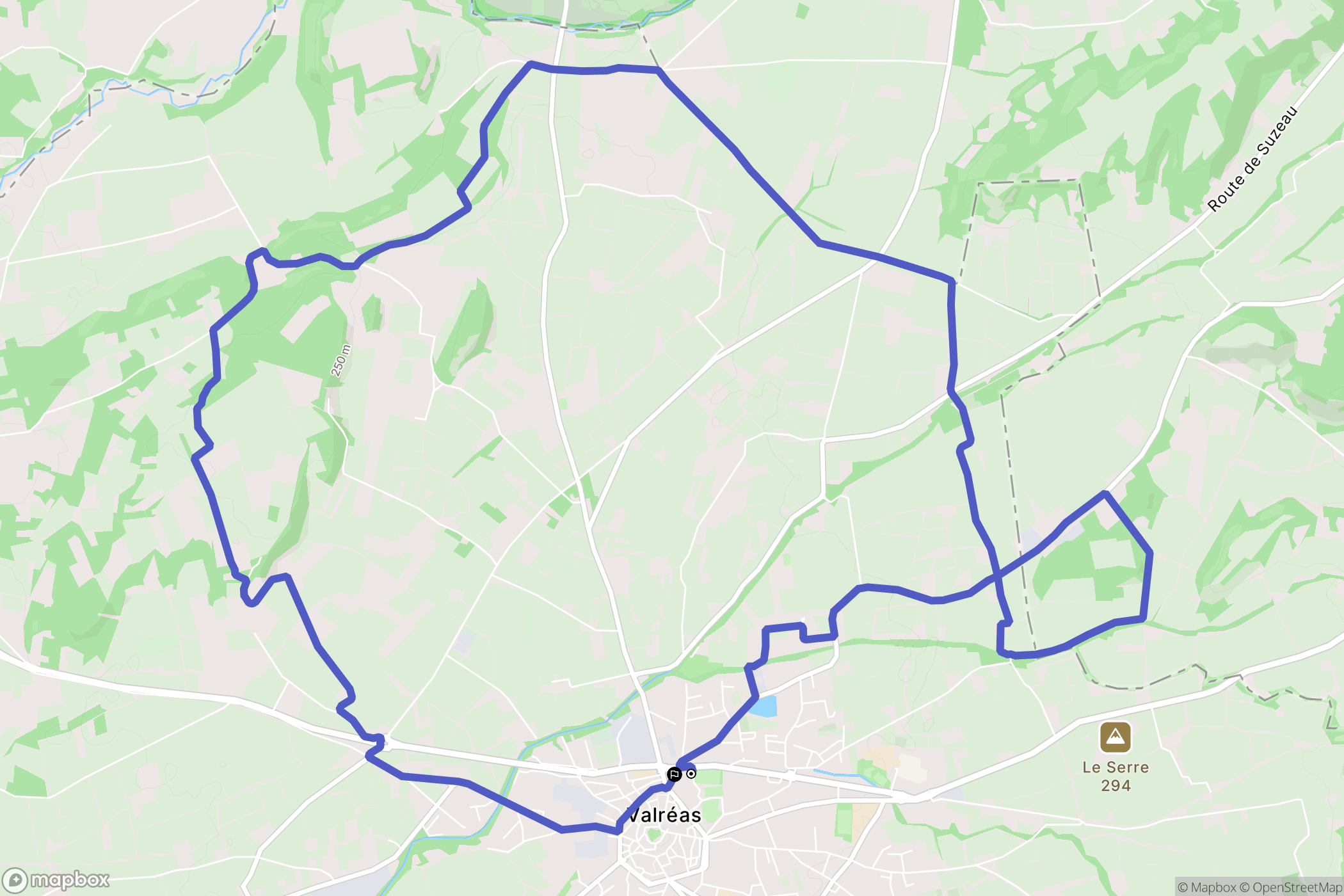 Valréas : carte du parcours de randonnée - France