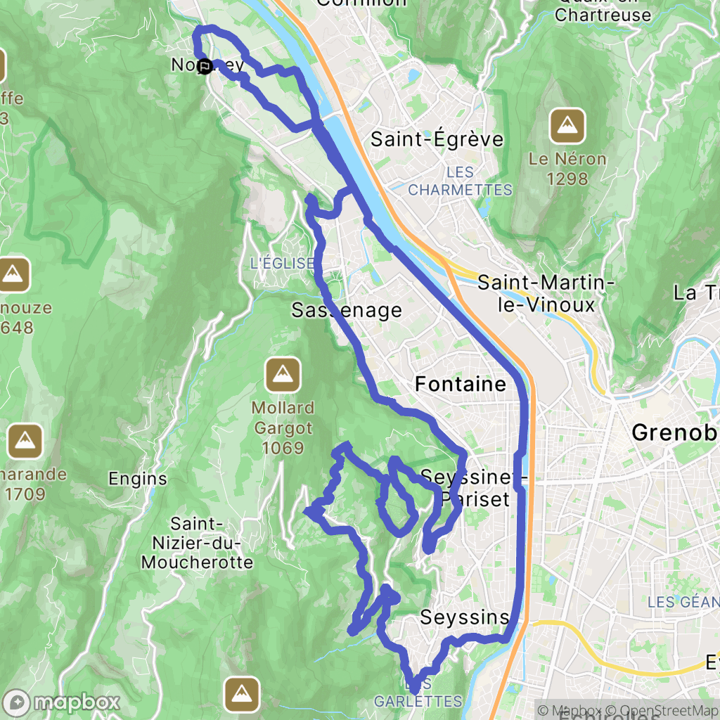 Noyarey : carte du parcours de randonnée - France