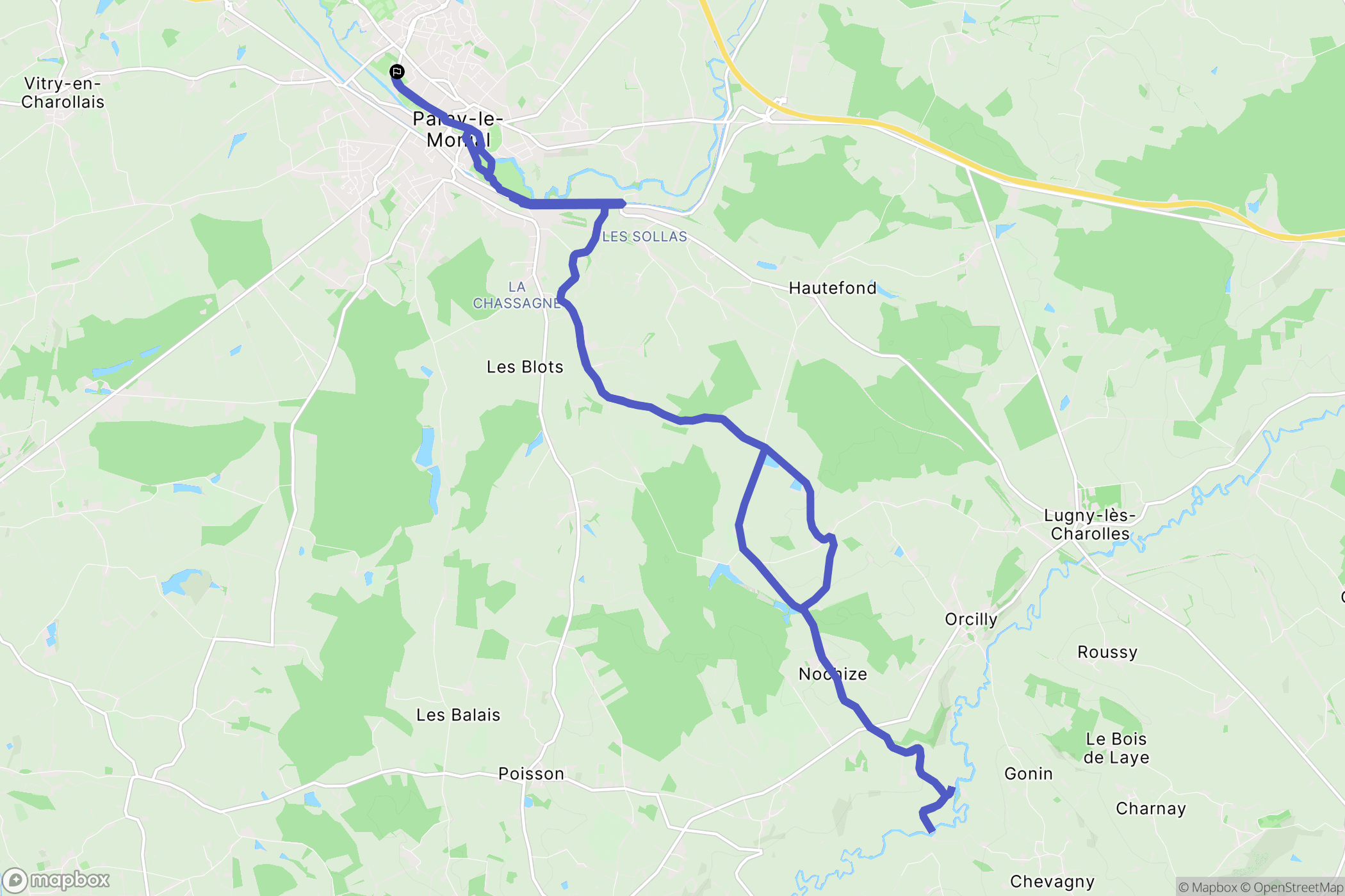 Paray-le-Monial : carte du parcours de randonnée - France