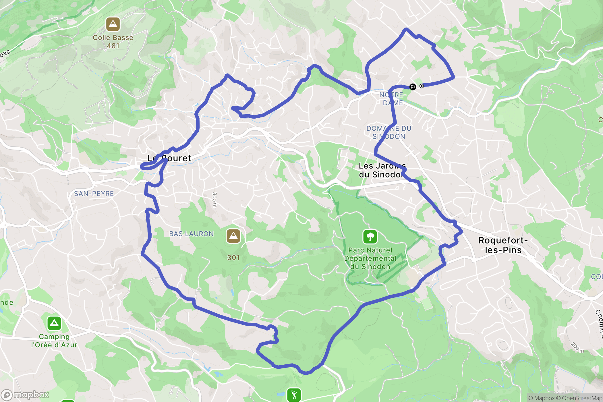 Roquefort-les-Pins : carte du parcours de randonnée - France