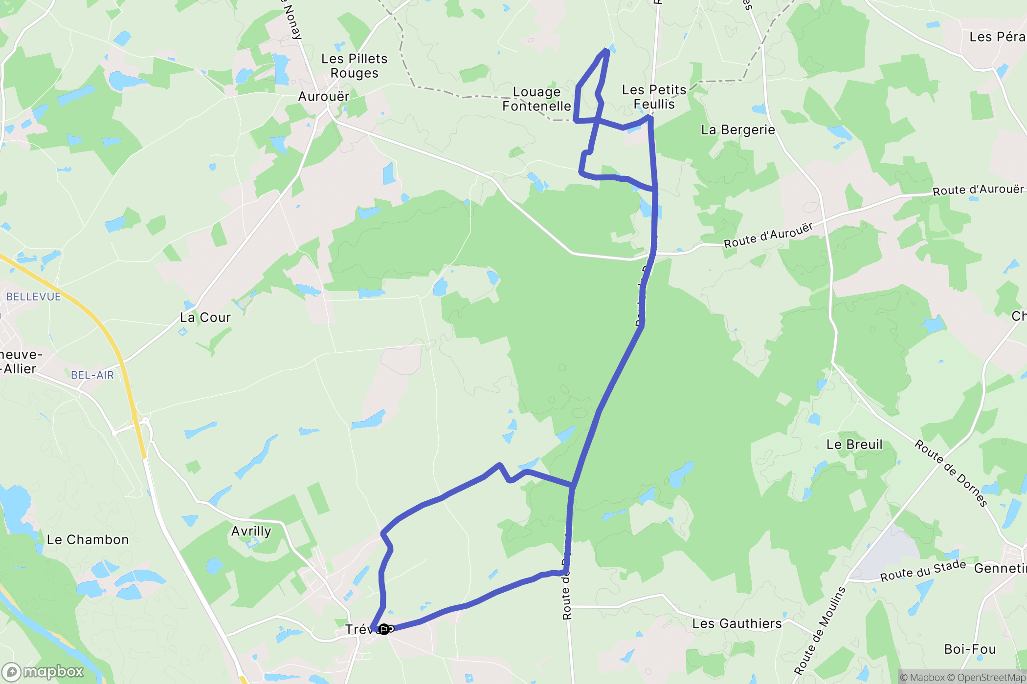 Trévol : carte du parcours de randonnée - France
