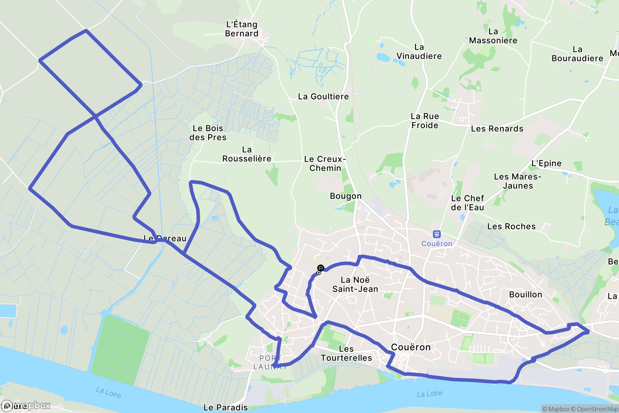 Couëron : carte du parcours de randonnée - France