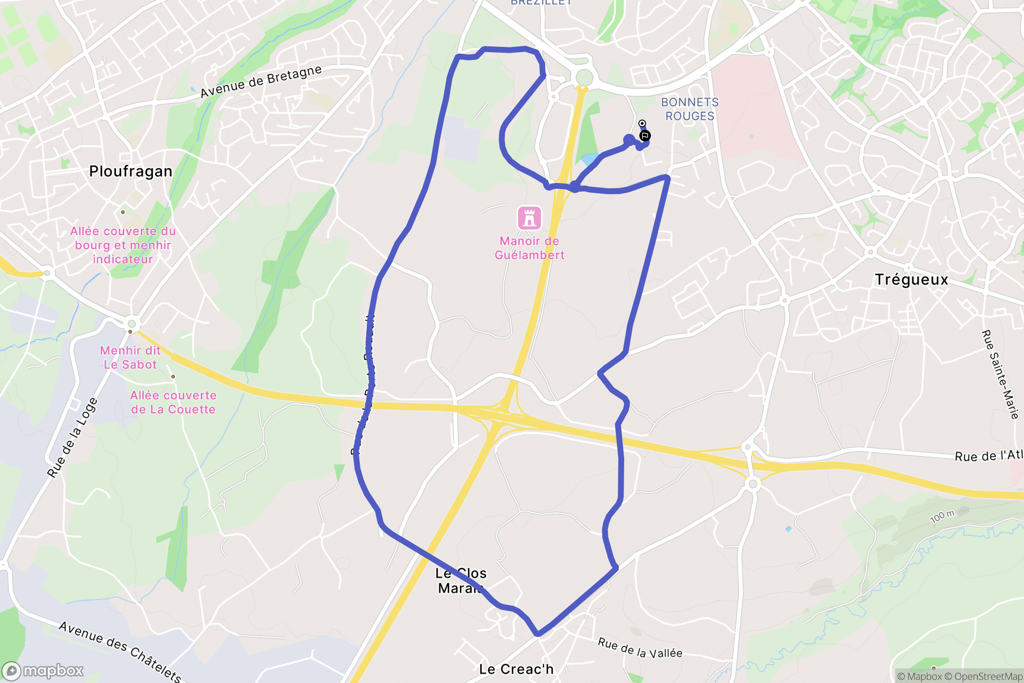 Trégueux : carte du parcours de randonnée - France