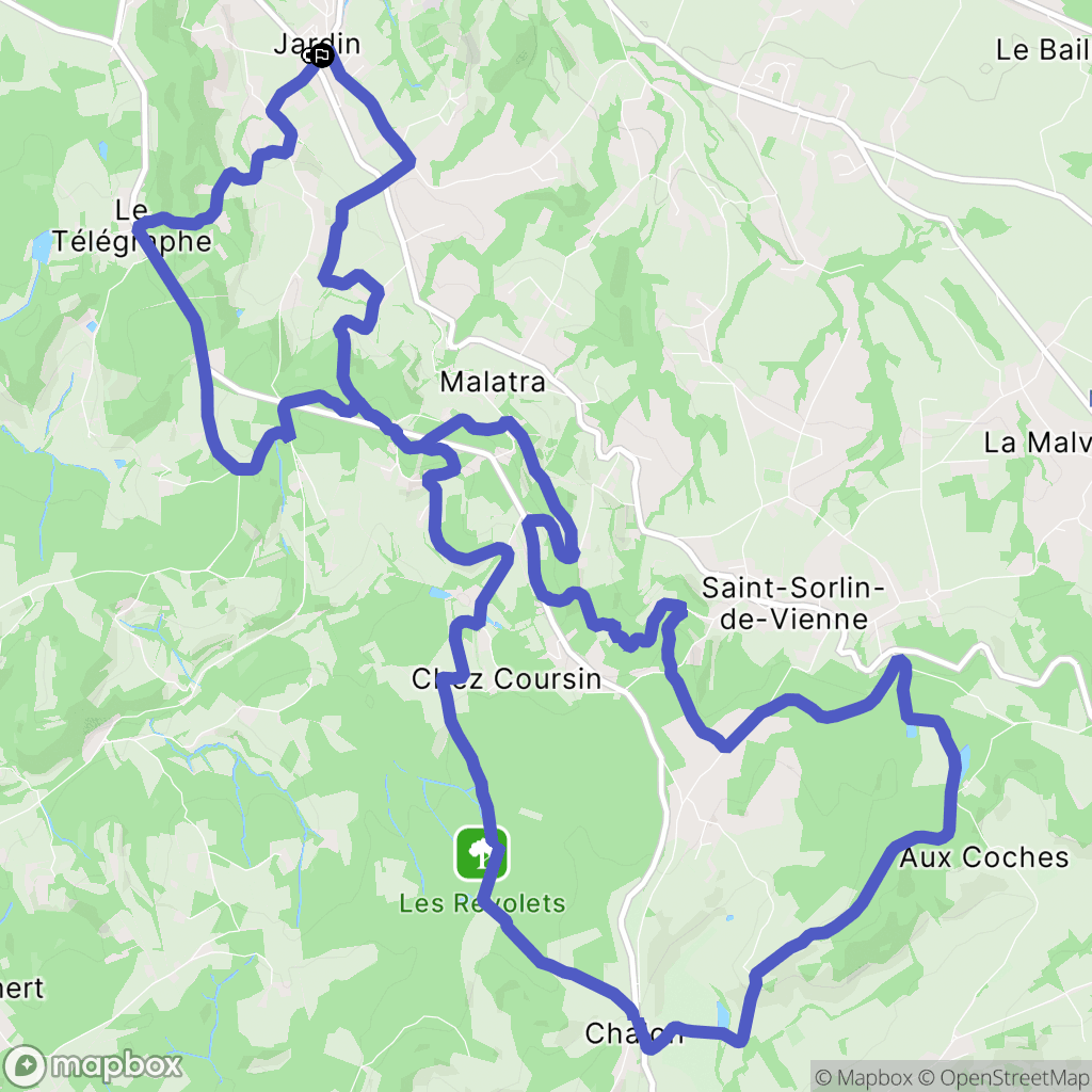 Jardin : carte du parcours de randonnée - France