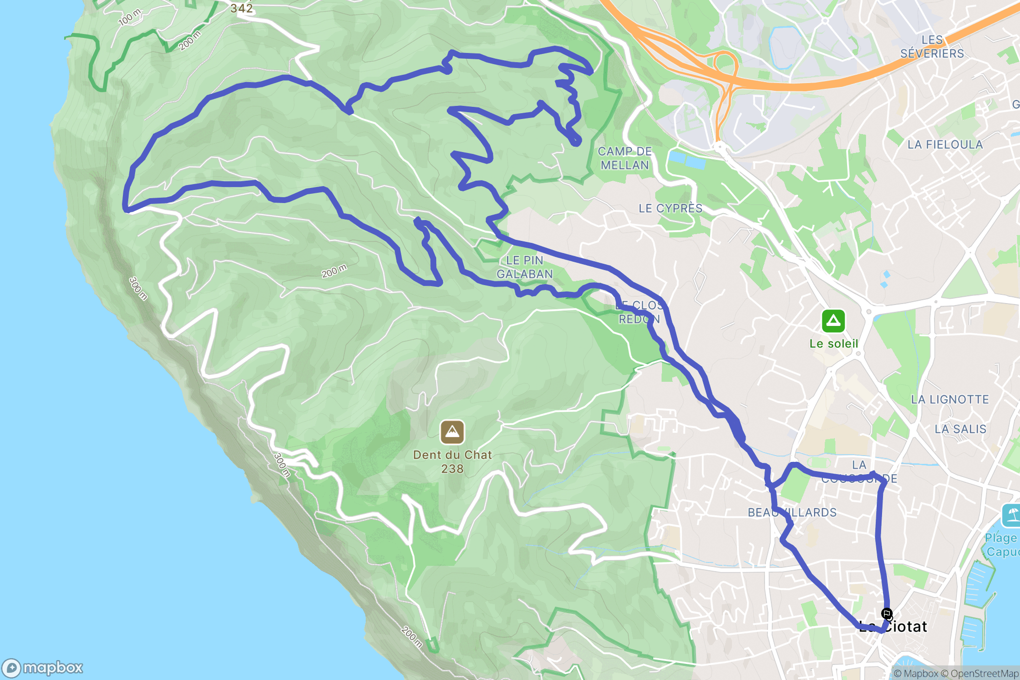 La Ciotat : carte du parcours de randonnée - France