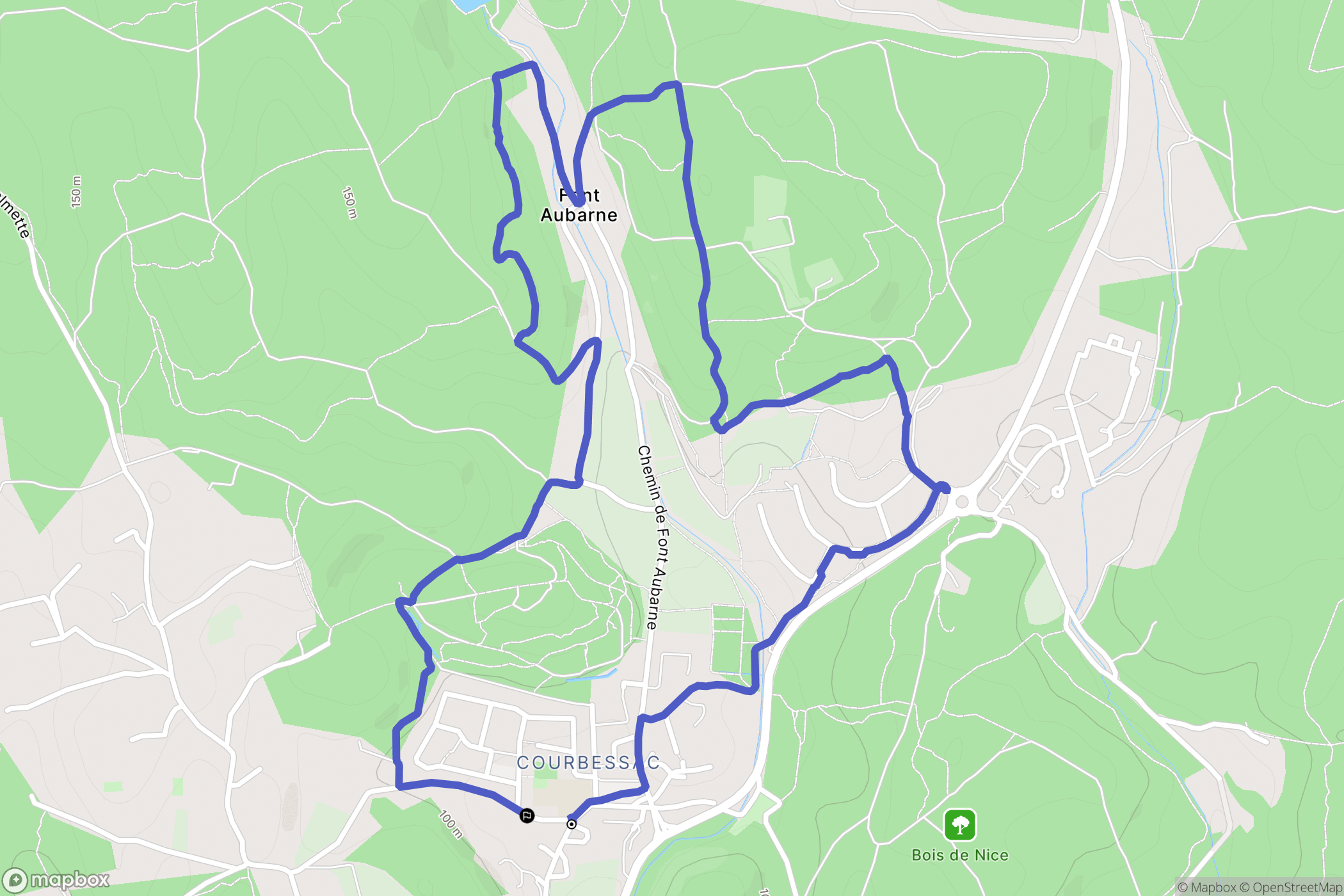 Nîmes : carte du parcours de randonnée - France