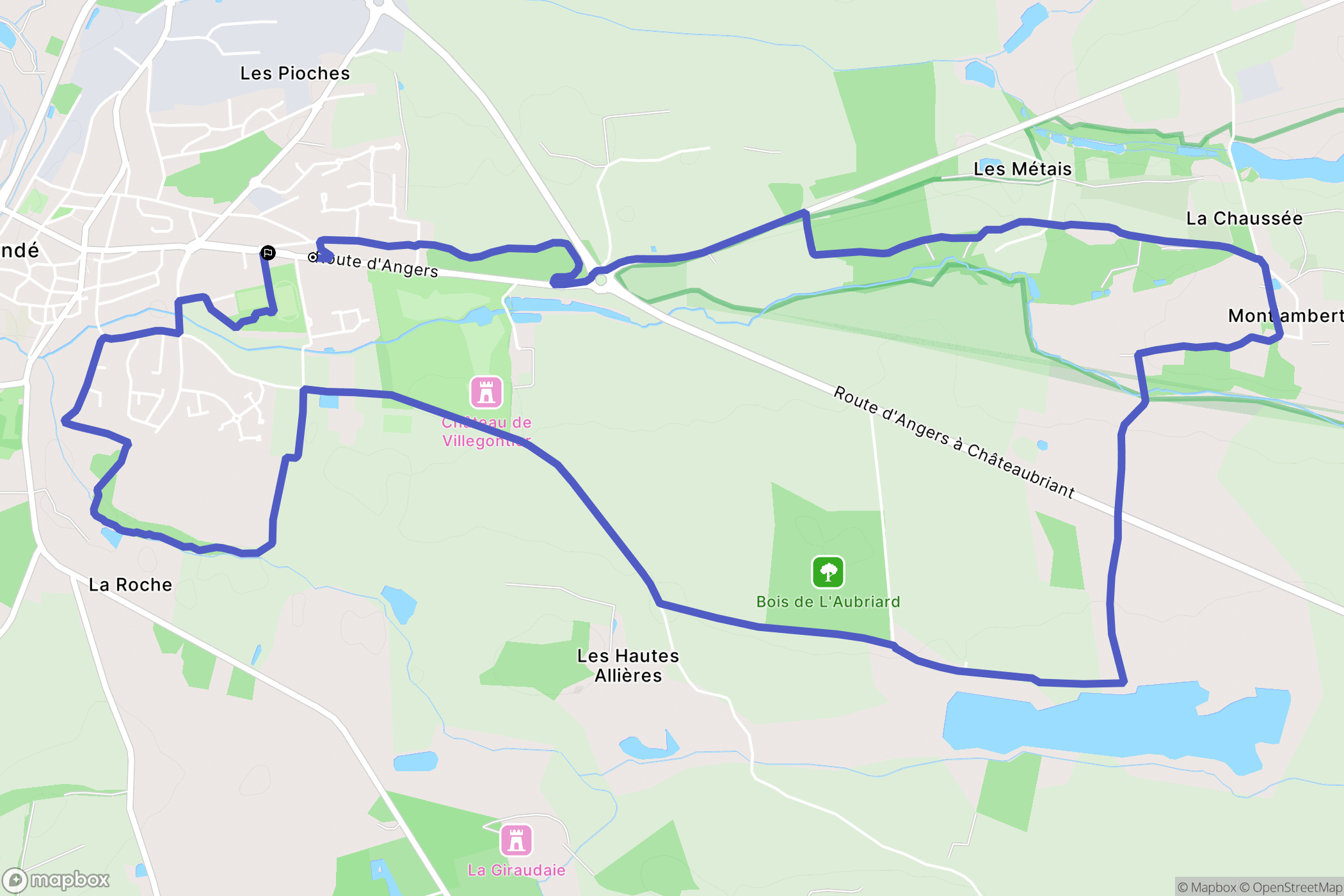 Candé : carte du parcours de randonnée - France