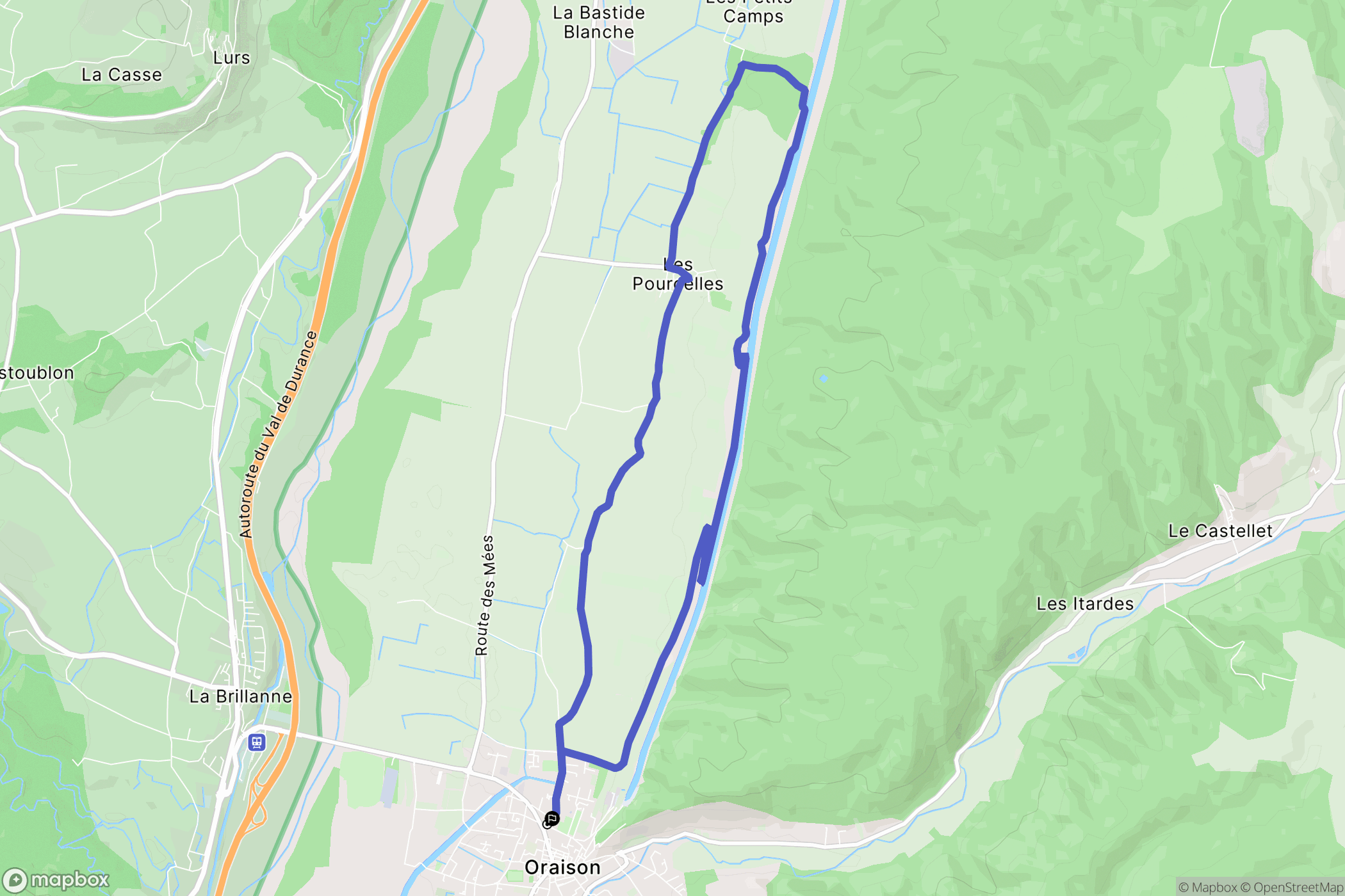 Oraison : carte du parcours de randonnée - France