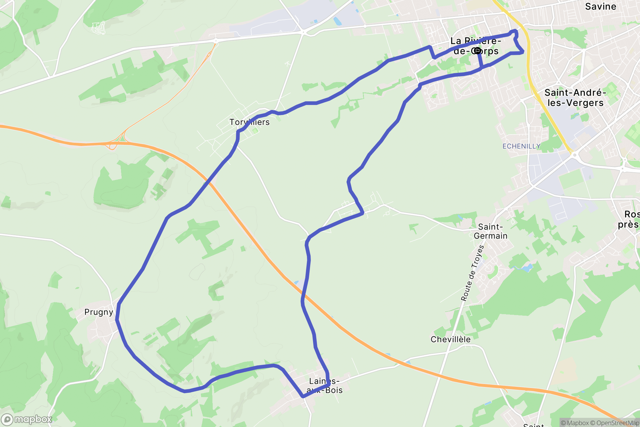 La Rivière-de-Corps : carte du parcours de randonnée - France