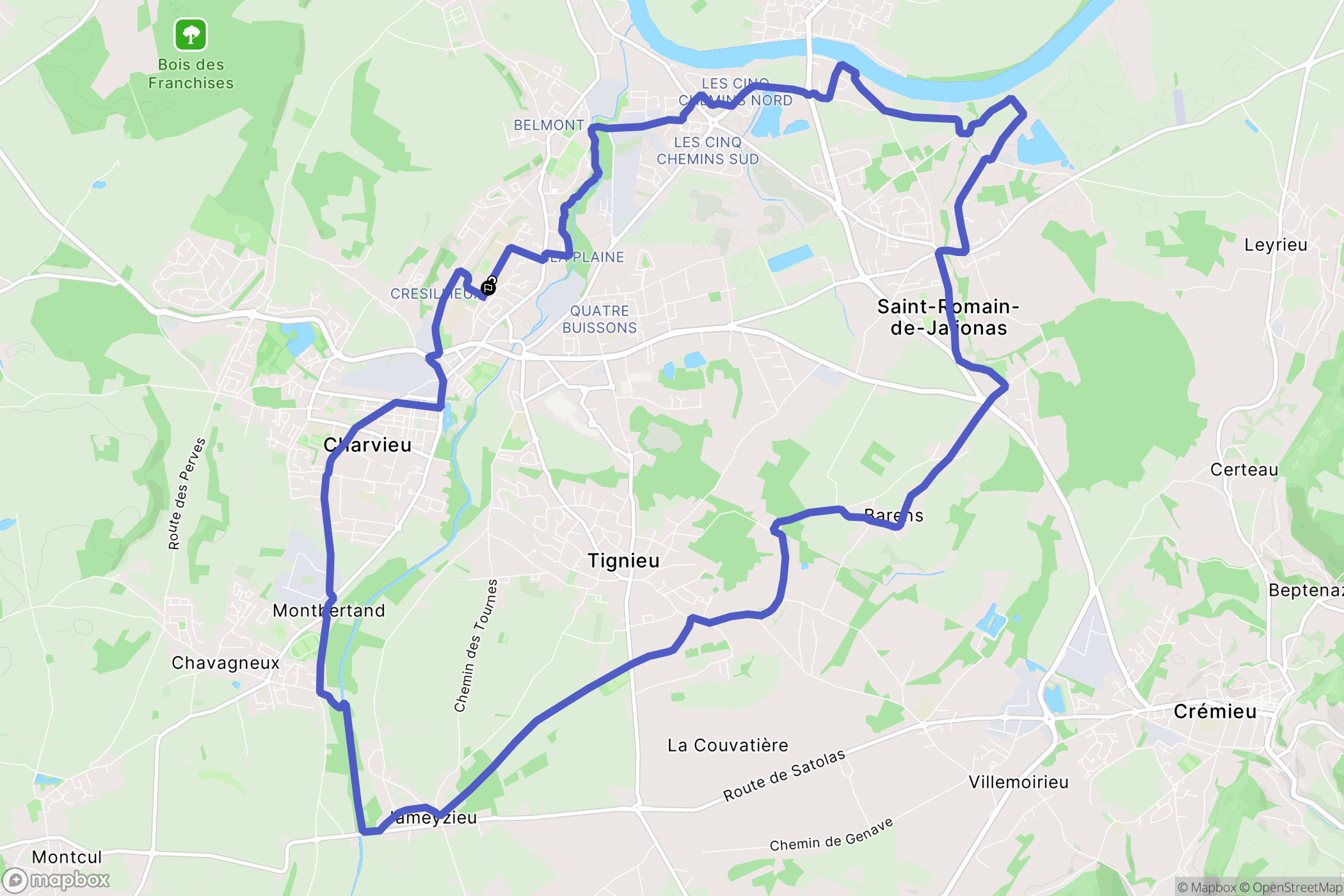 Pont-de-Chéruy : carte du parcours de randonnée - France