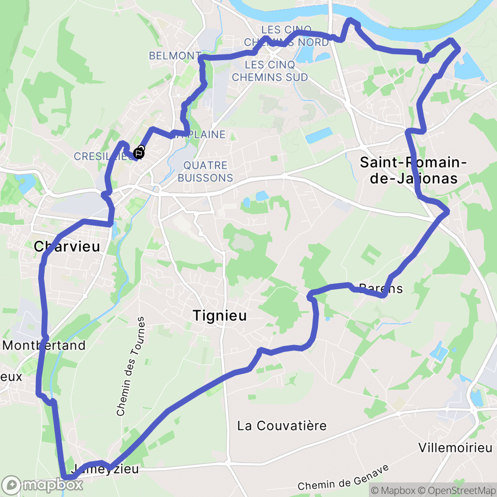 Pont-de-Chéruy : carte du parcours de randonnée - France