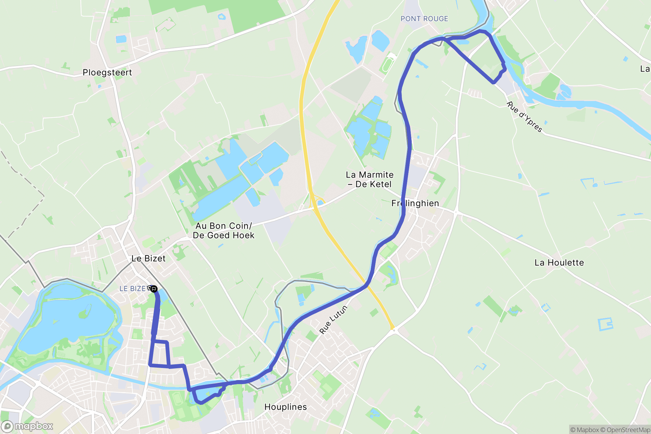 Armentières : carte du parcours de randonnée - France