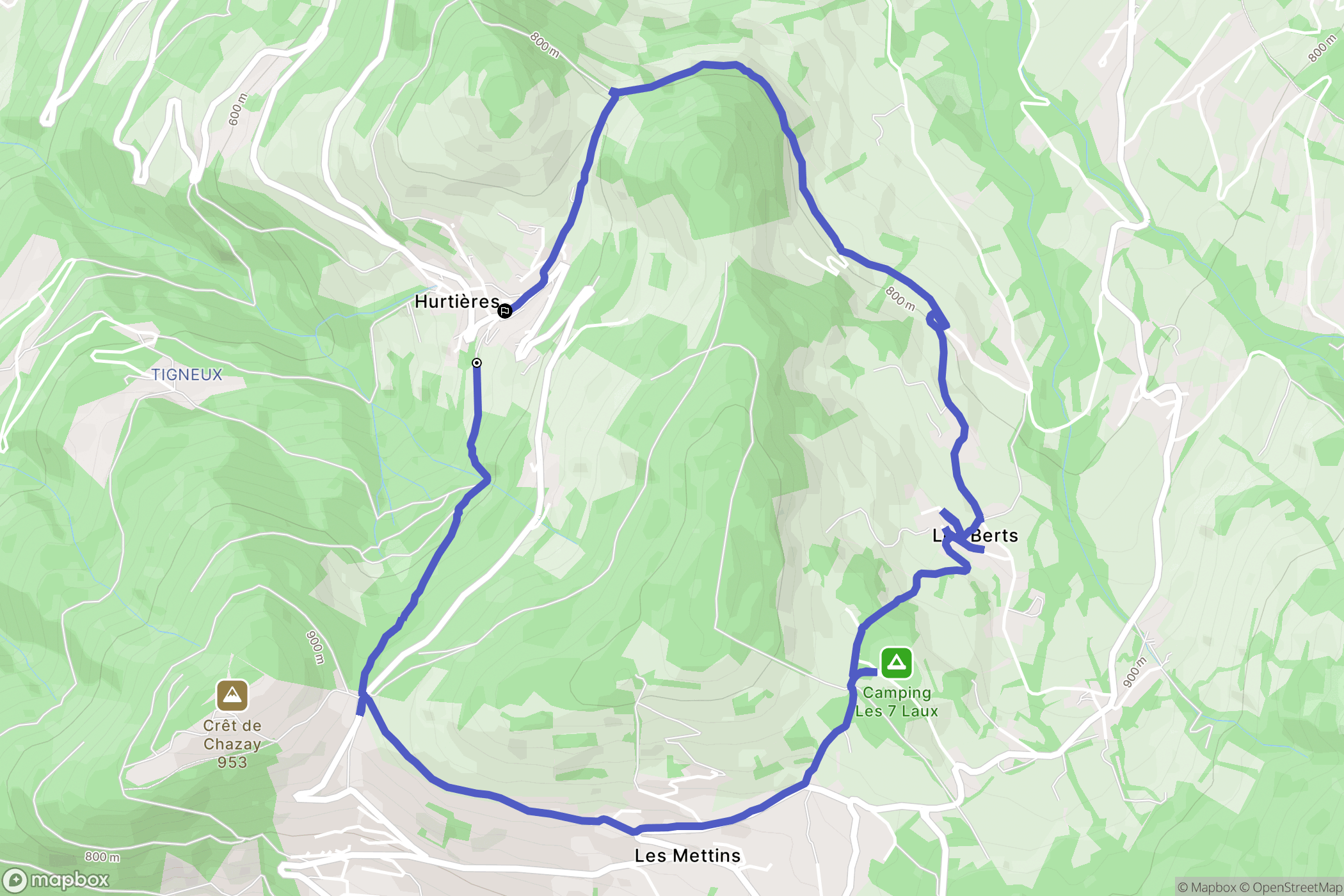 Hurtières : carte du parcours de randonnée - France