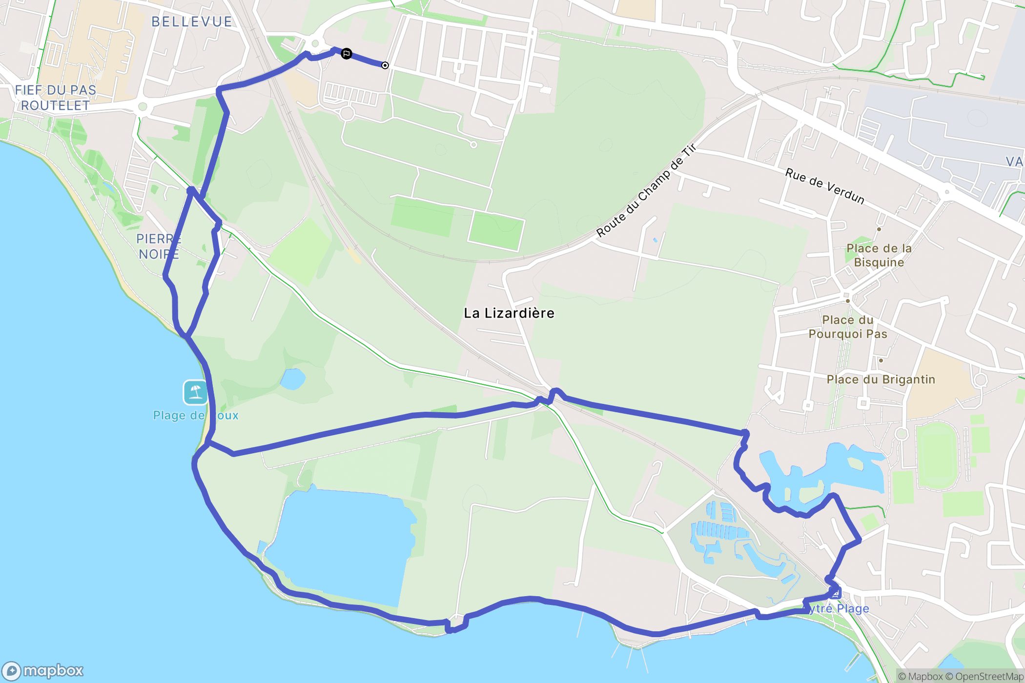 La Rochelle : carte du parcours de randonnée - France