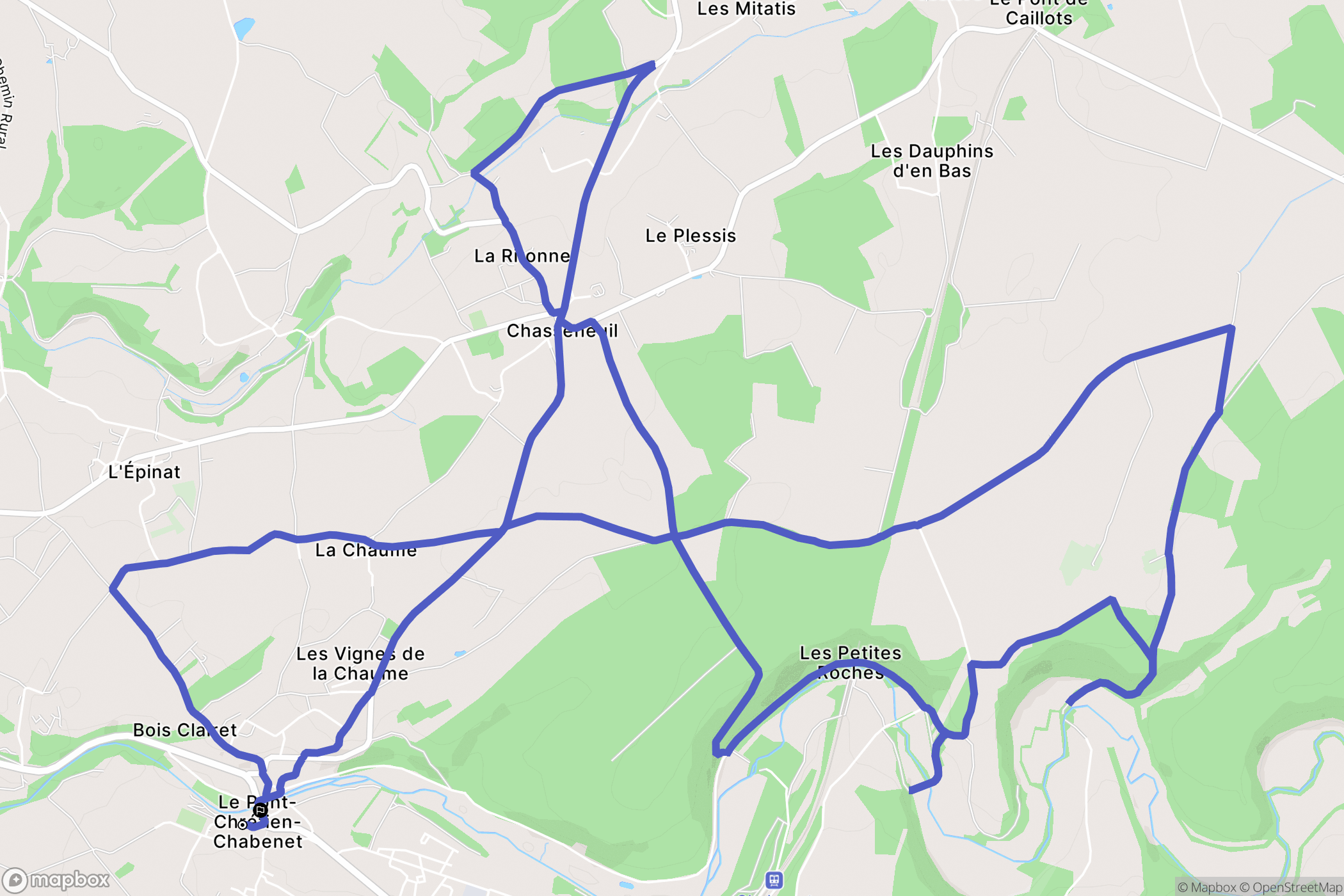 Le Pont-Chrétien-Chabenet : carte du parcours de randonnée - France