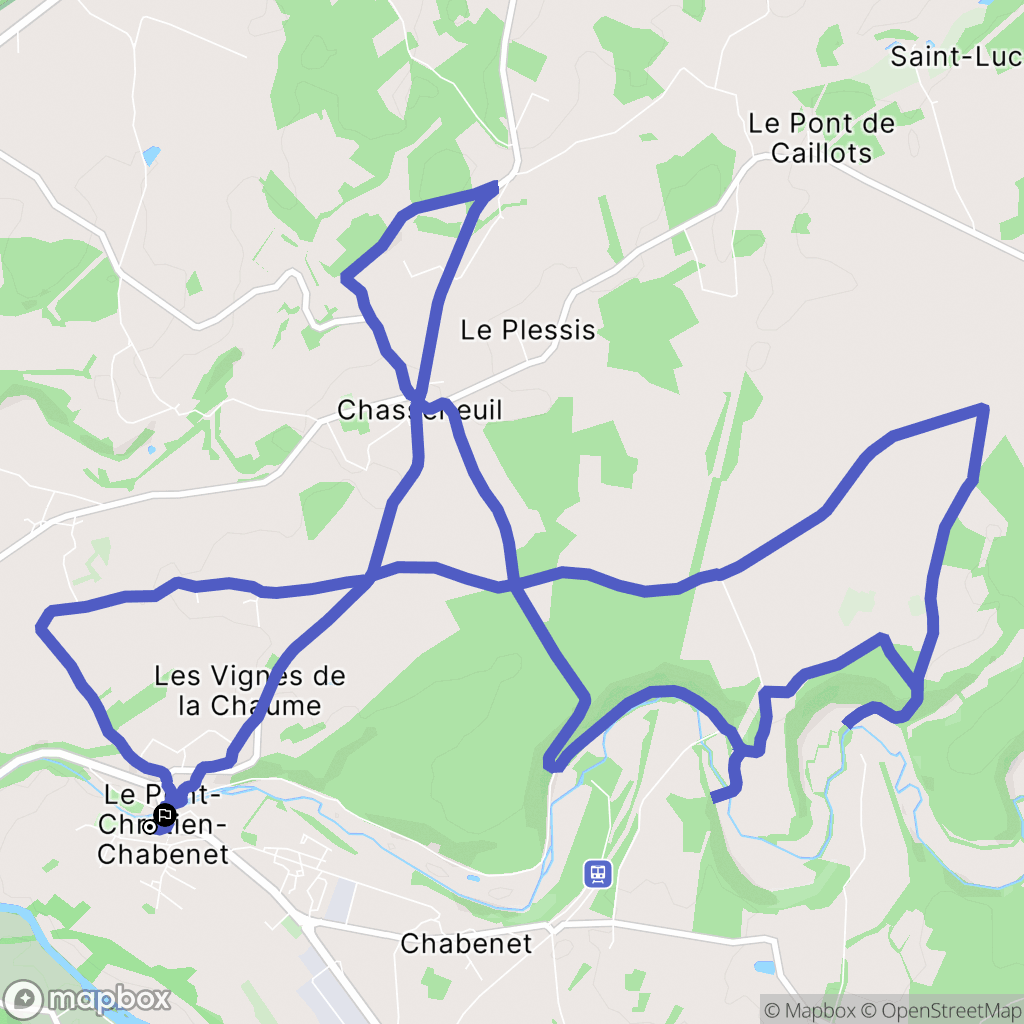 Le Pont-Chrétien-Chabenet : carte du parcours de randonnée - France