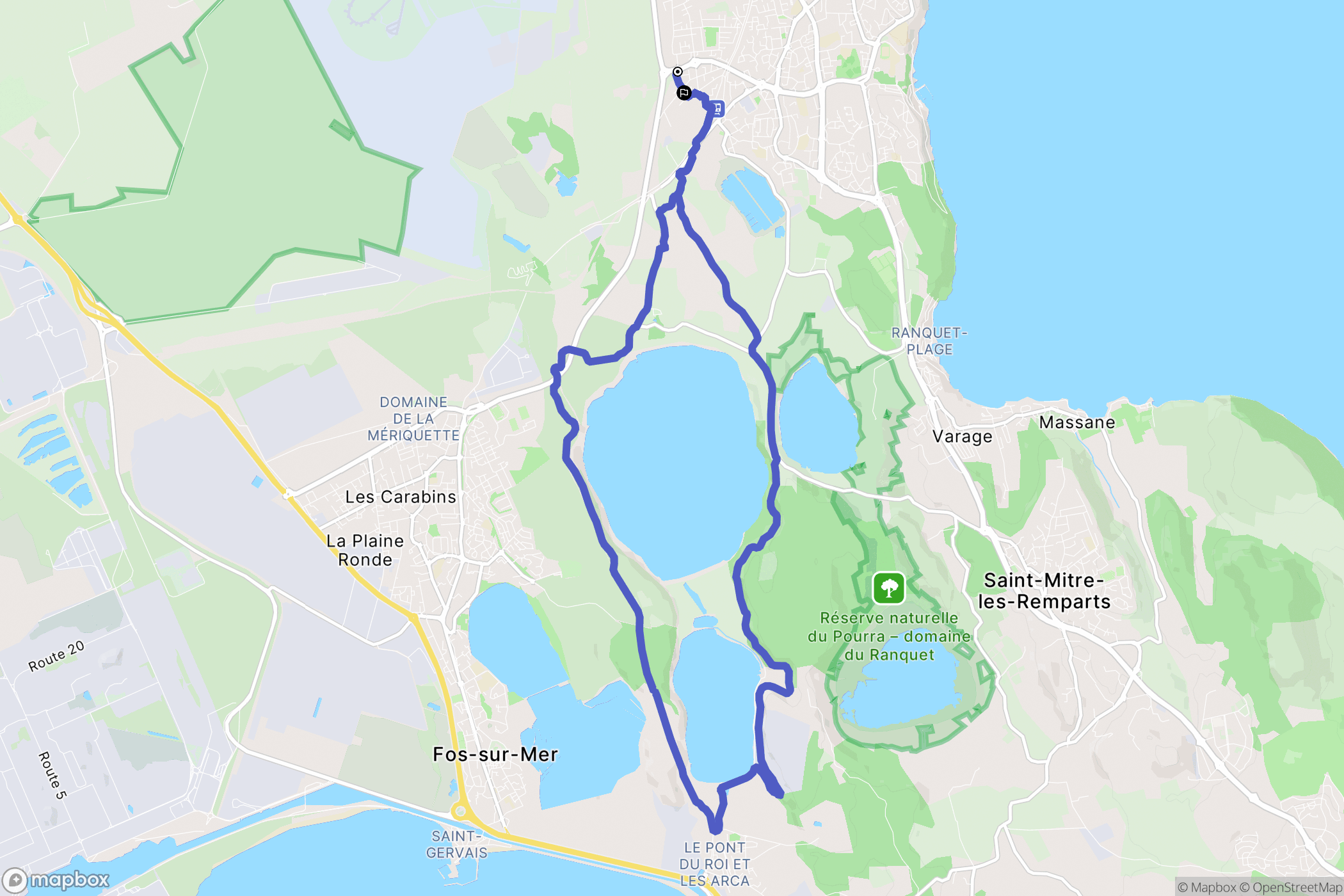 Istres : carte du parcours de randonnée - France
