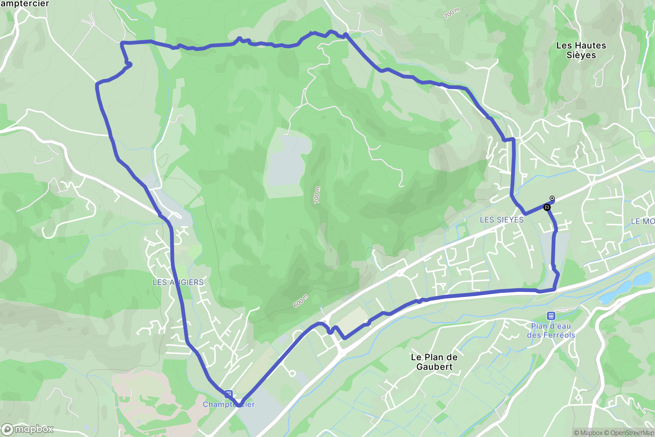 Digne-les-Bains : carte du parcours de randonnée - France