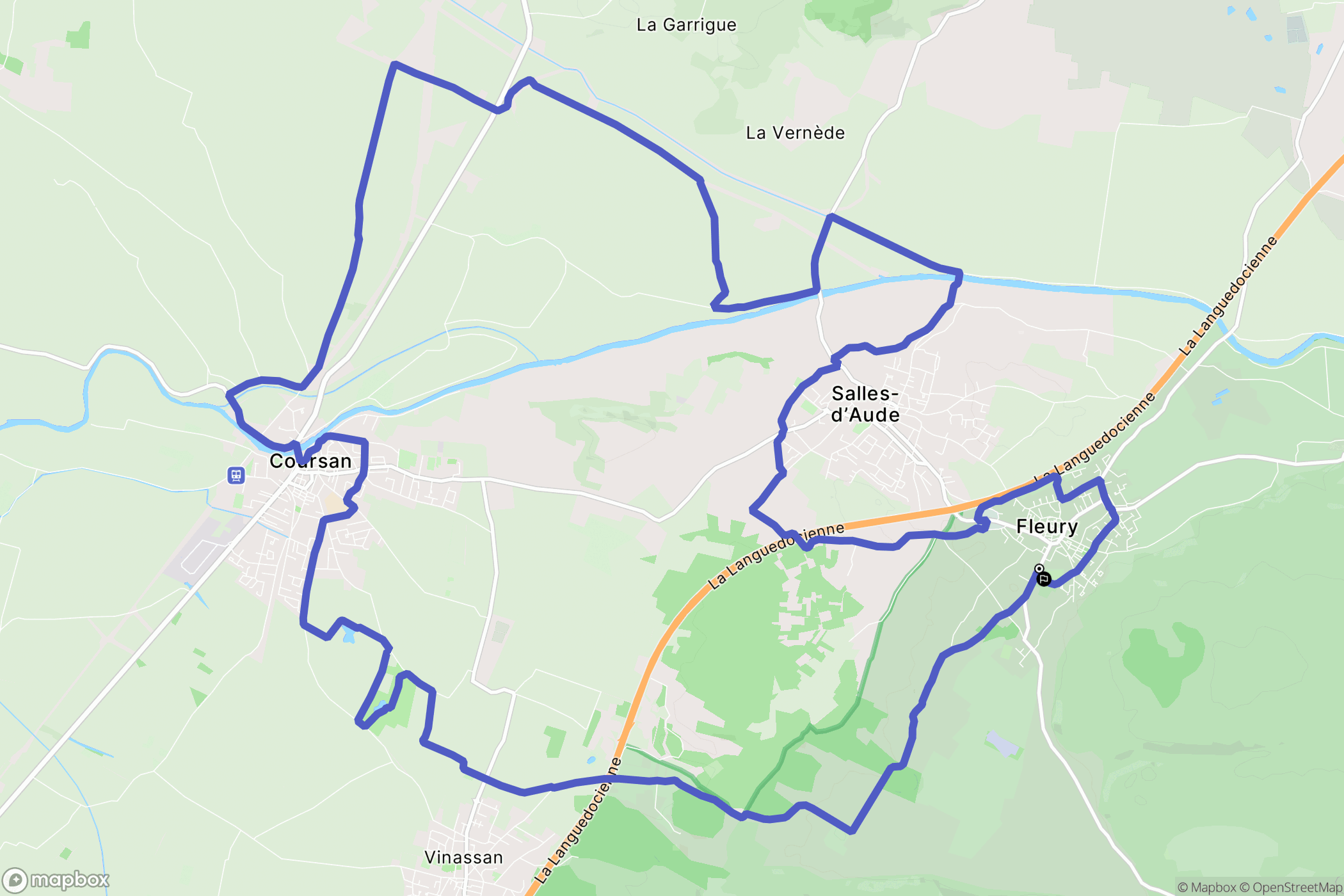 Fleury : carte du parcours de randonnée - France