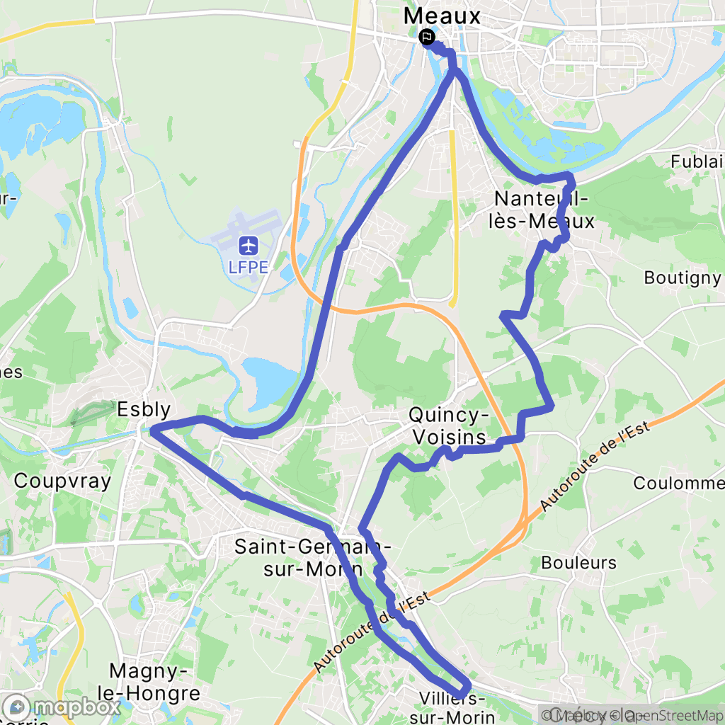 Meaux : carte du parcours de randonnée - France