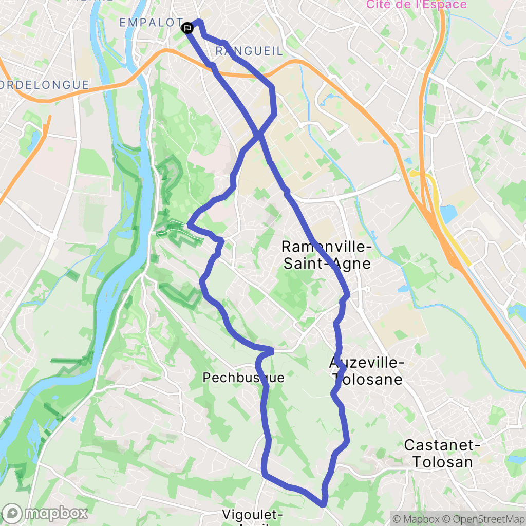 Toulouse : carte du parcours de randonnée - France
