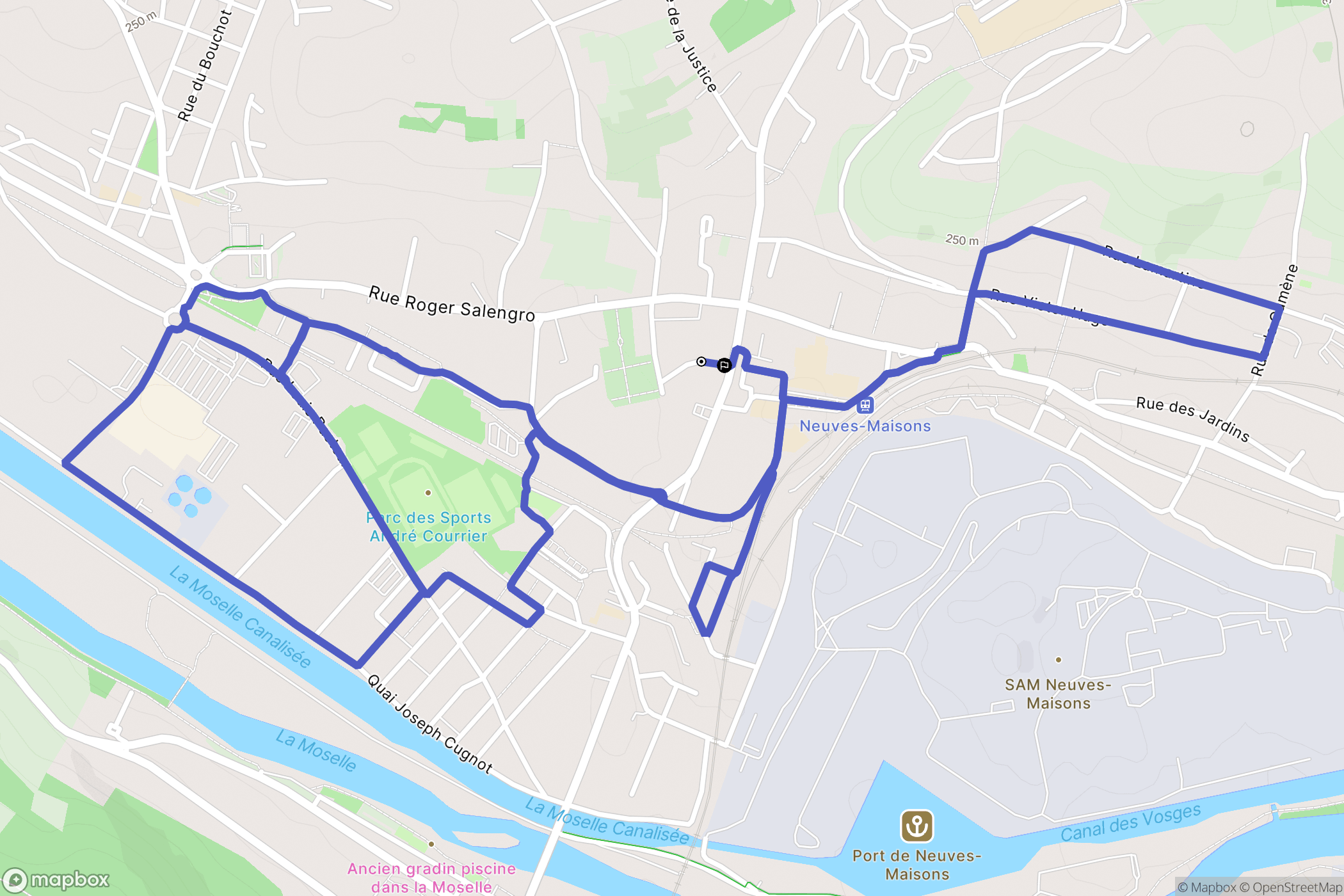 Neuves-Maisons : carte du parcours de randonnée - France