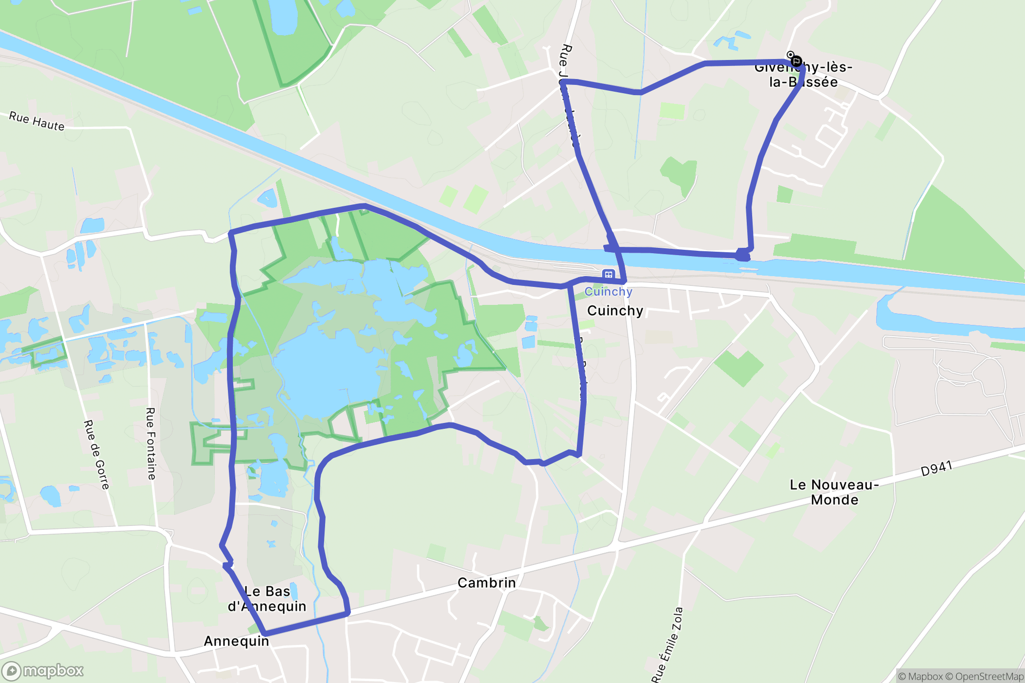 Givenchy-lès-la-Bassée : carte du parcours de randonnée - France