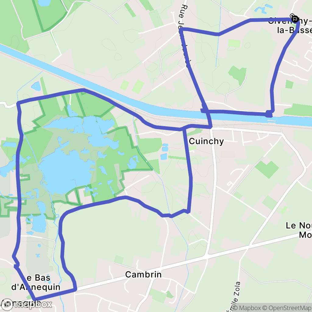 Givenchy-lès-la-Bassée : carte du parcours de randonnée - France