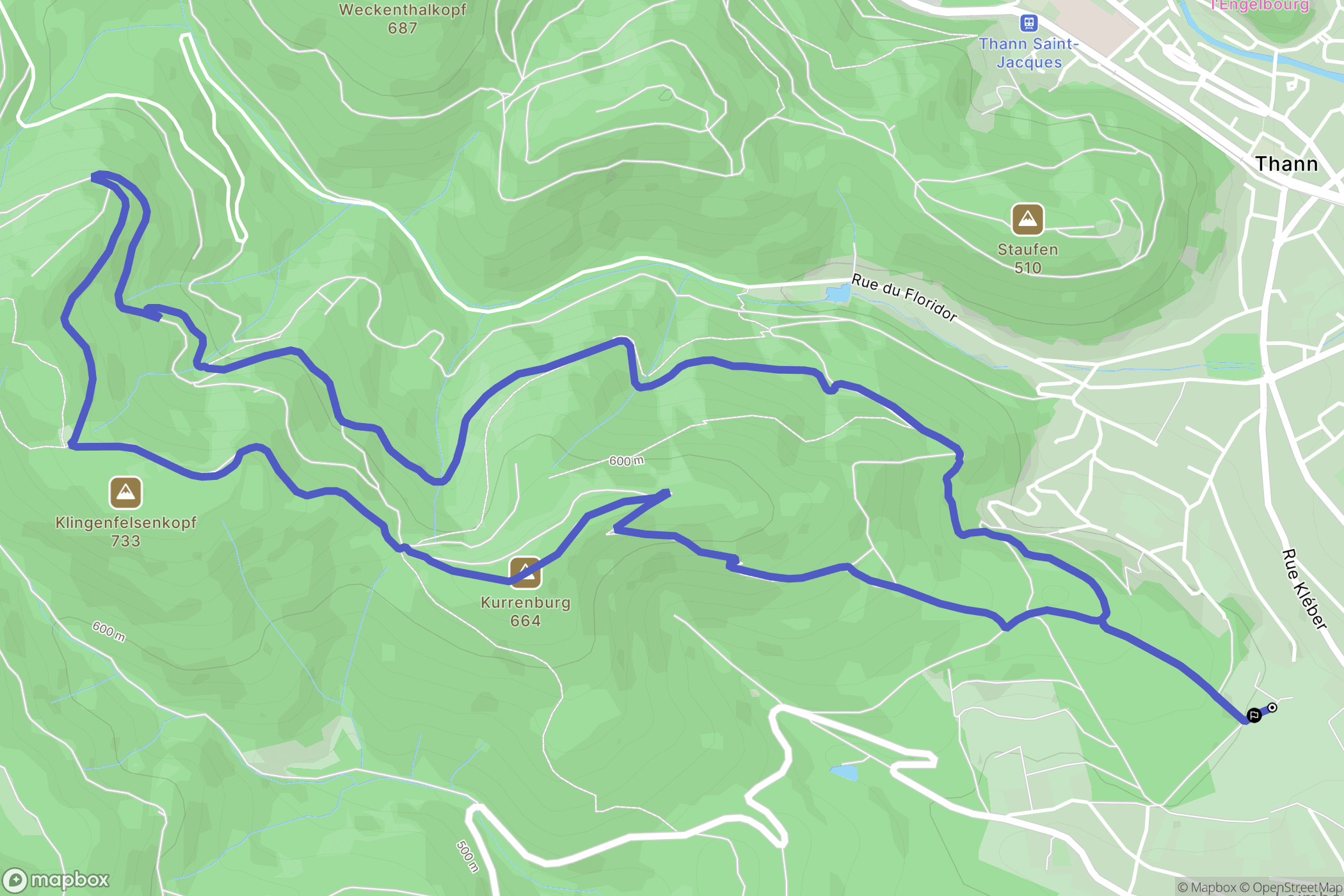 Thann : carte du parcours de randonnée - France