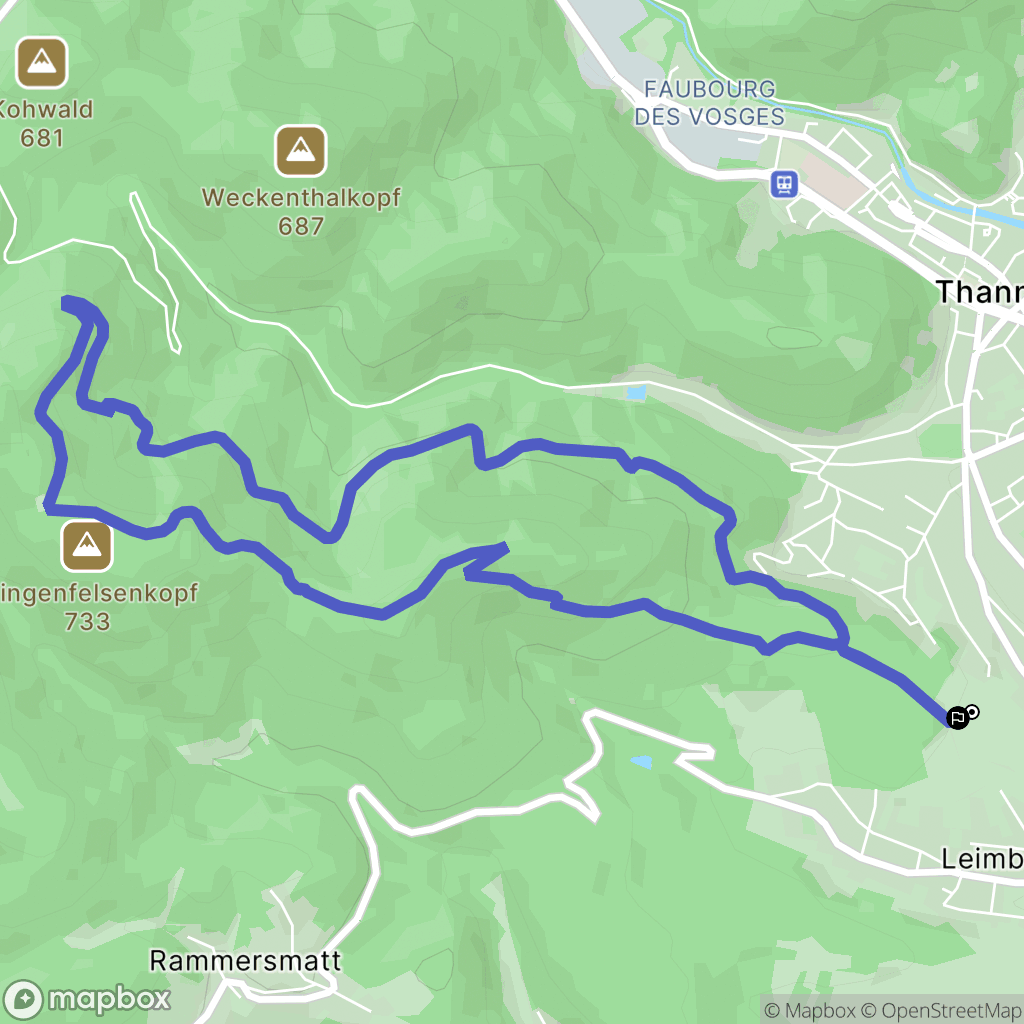 Thann : carte du parcours de randonnée - France