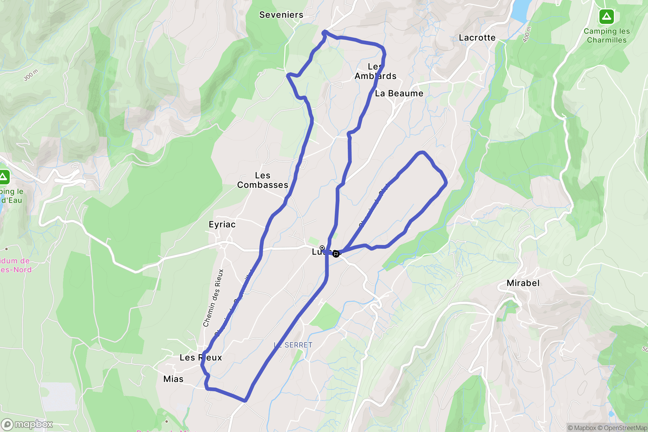 Lussas : carte du parcours de randonnée - France