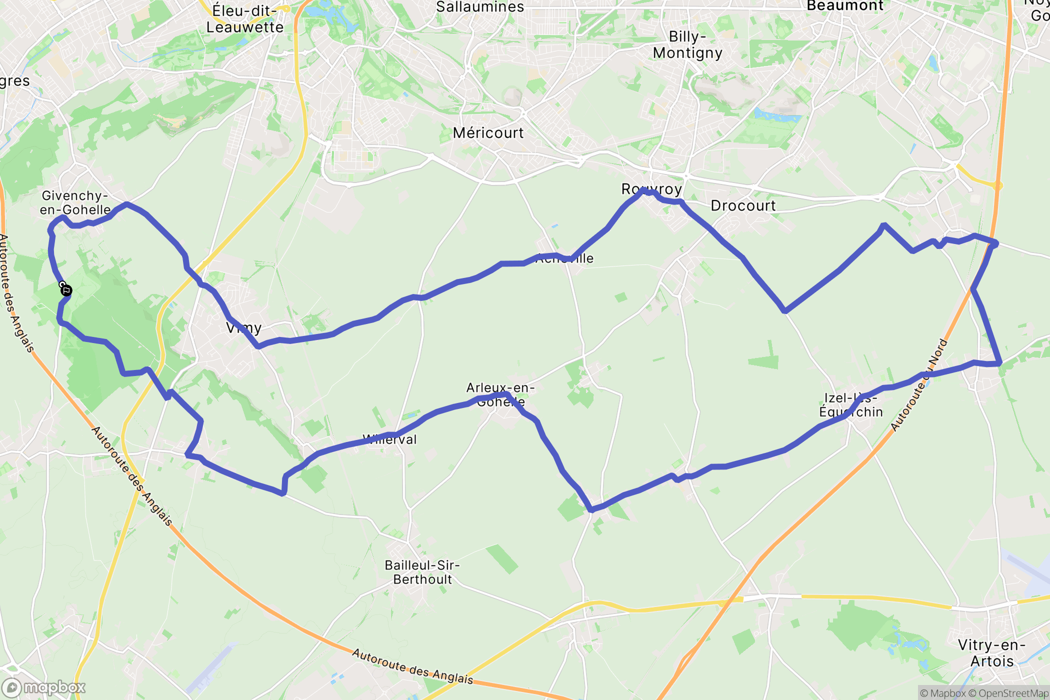 Givenchy-en-Gohelle : carte du parcours de randonnée - France