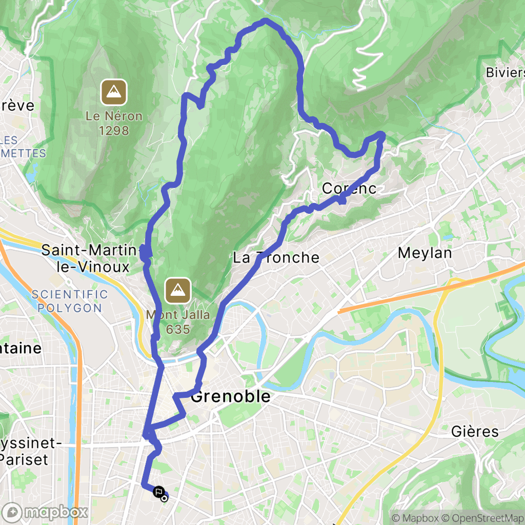 Grenoble : carte du parcours de randonnée - France