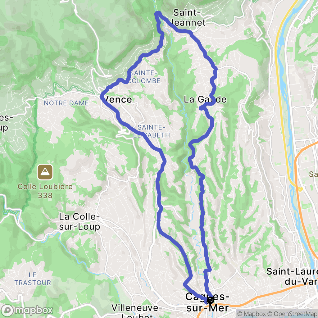 Cagnes-sur-Mer : carte du parcours de randonnée - France
