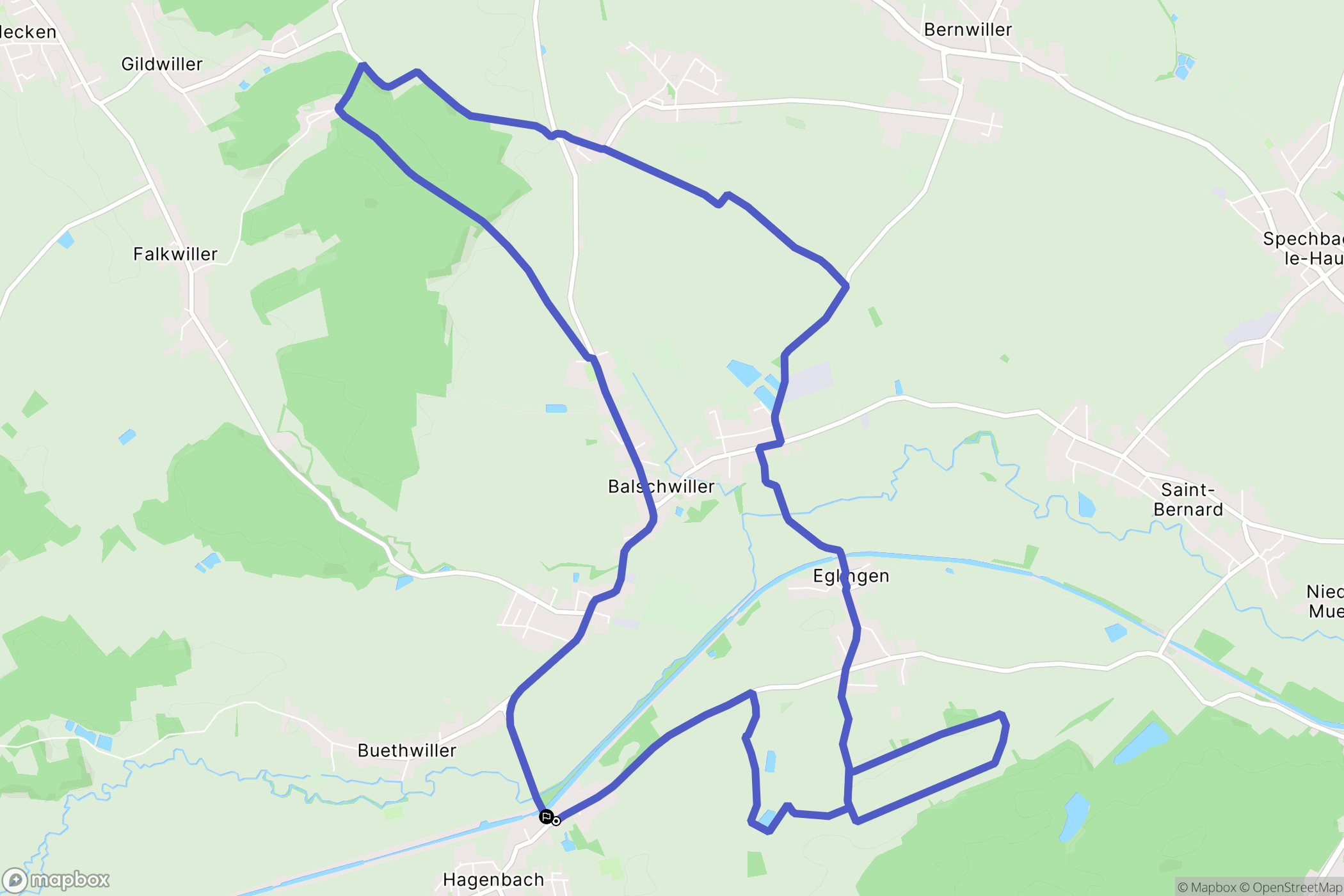 Hagenbach : carte du parcours de randonnée - France