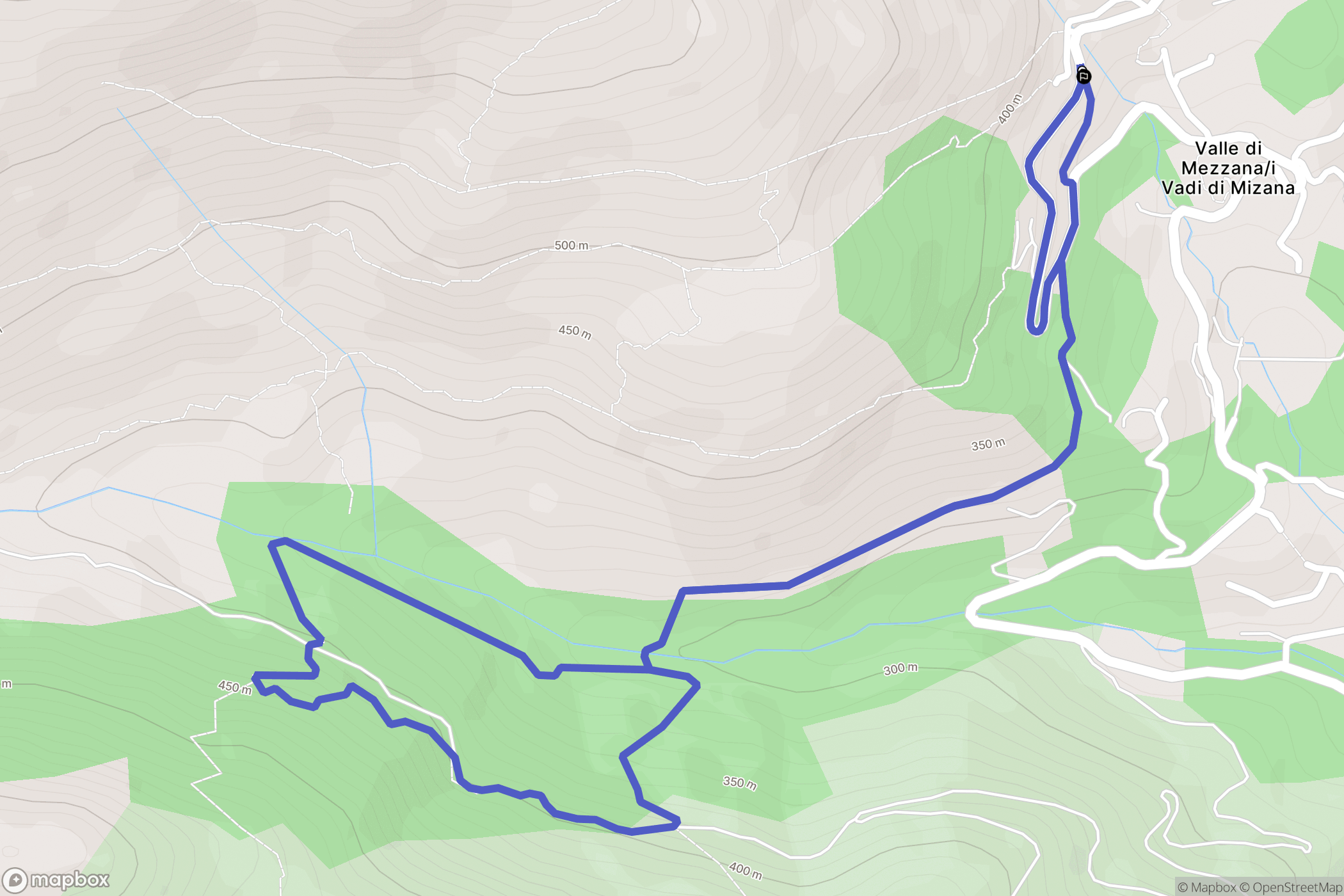 Valle-di-Mezzana : carte du parcours de randonnée - France