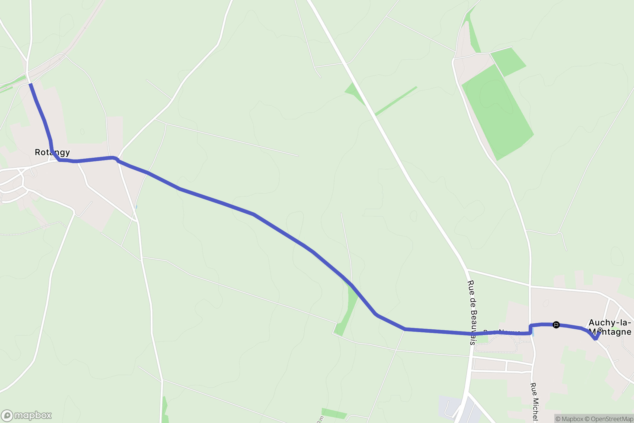 Auchy-la-Montagne : carte du parcours de randonnée - France