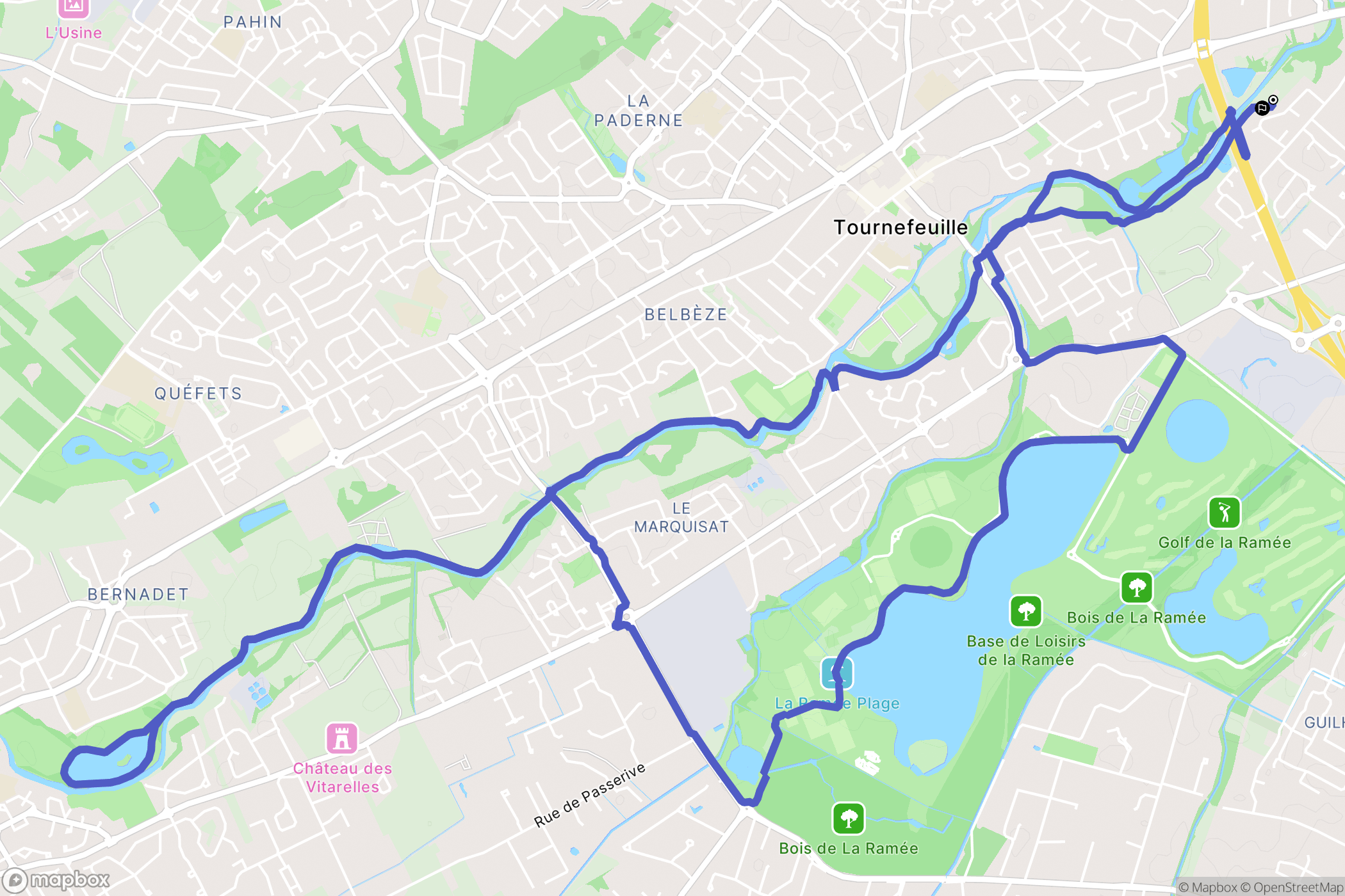 Tournefeuille : carte du parcours de randonnée - France