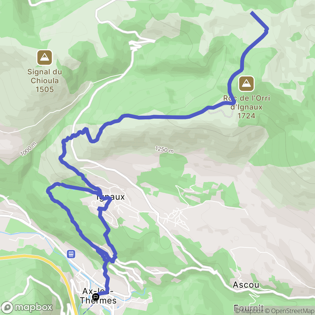 Ax-les-Thermes : carte du parcours de randonnée - France