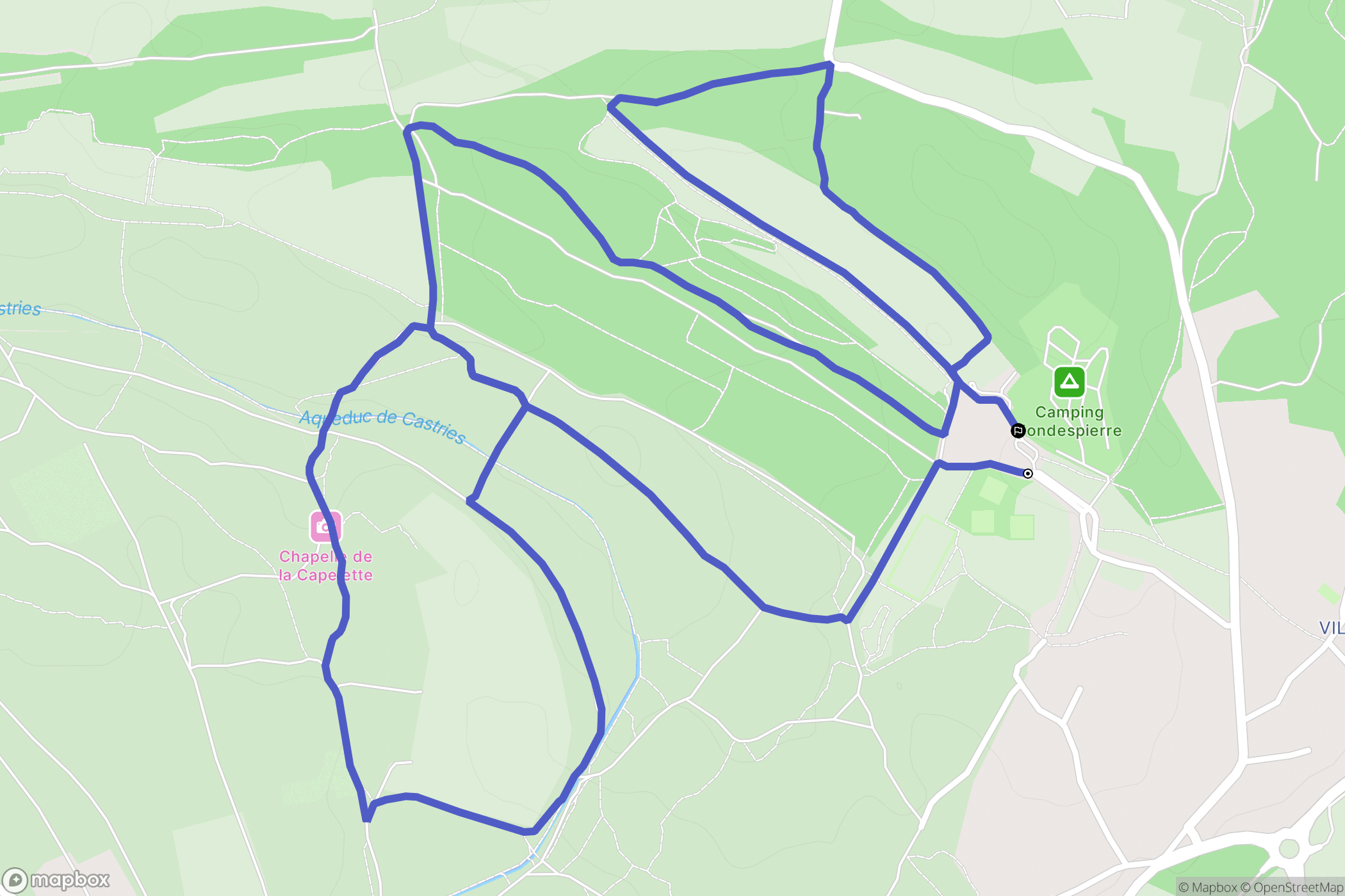 Castries : carte du parcours de randonnée - France