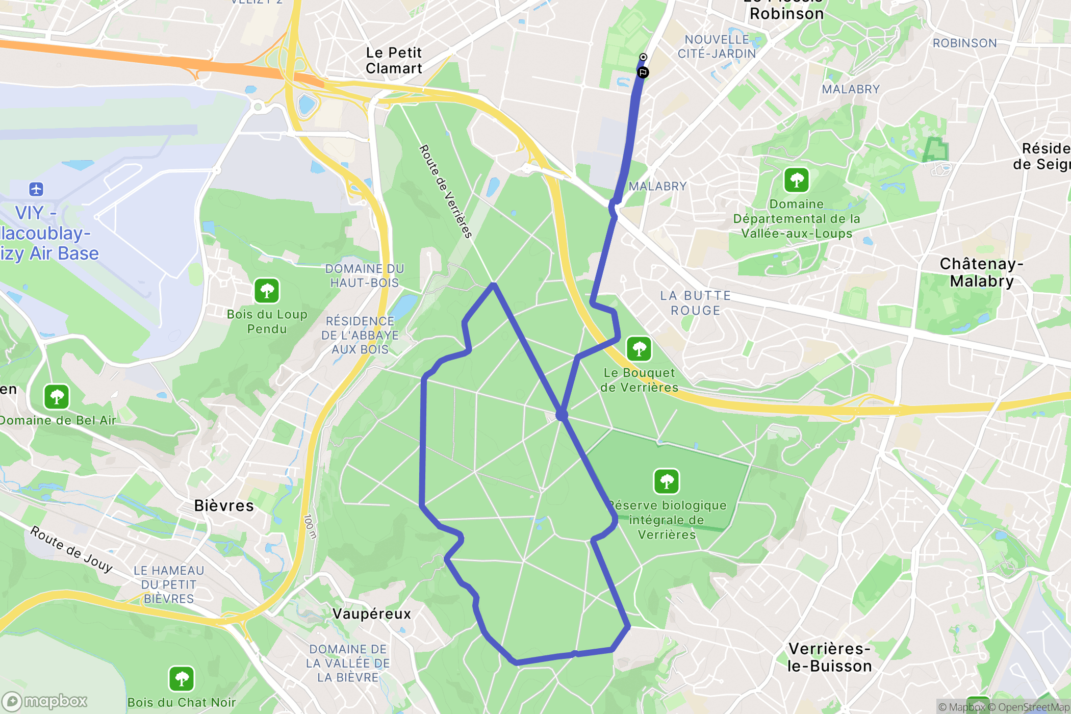 Le Plessis-Robinson : carte du parcours de randonnée - France
