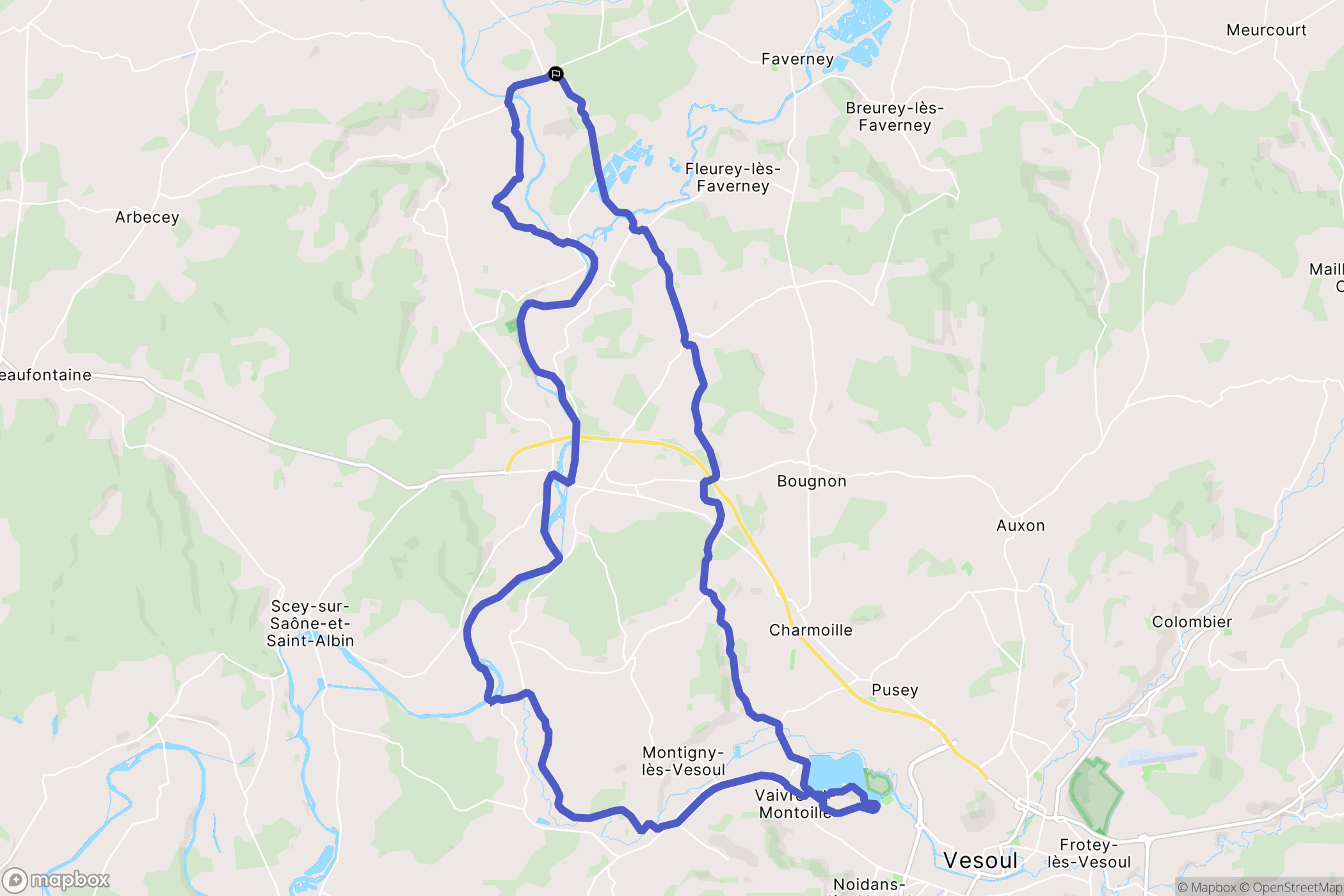 Amance : carte du parcours de randonnée - France