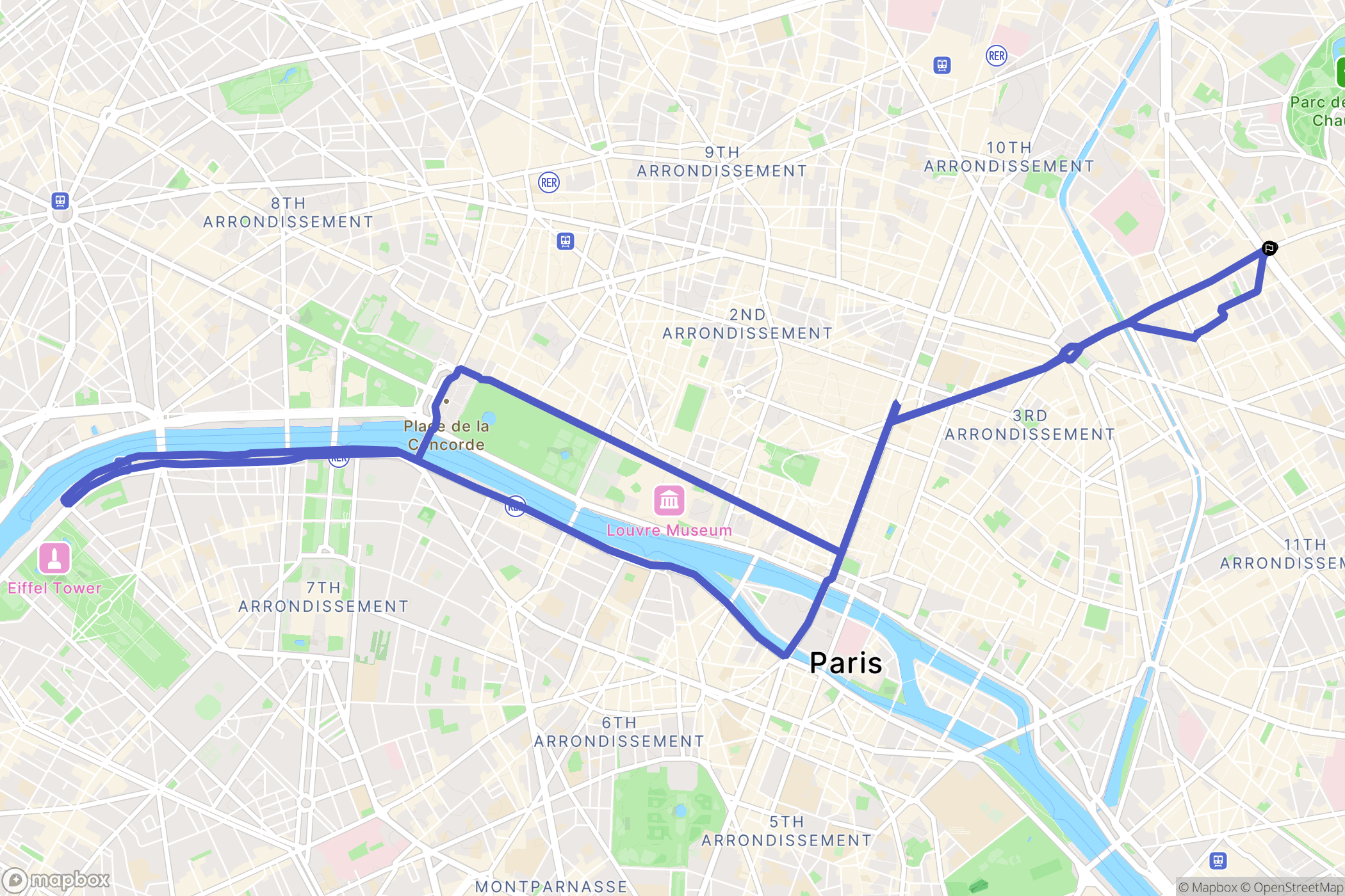 Paris : carte du parcours de randonnée - France