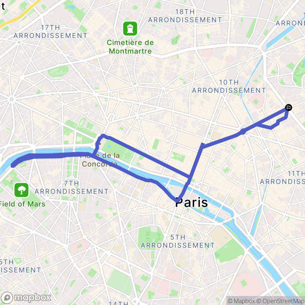 Paris : carte du parcours de randonnée - France