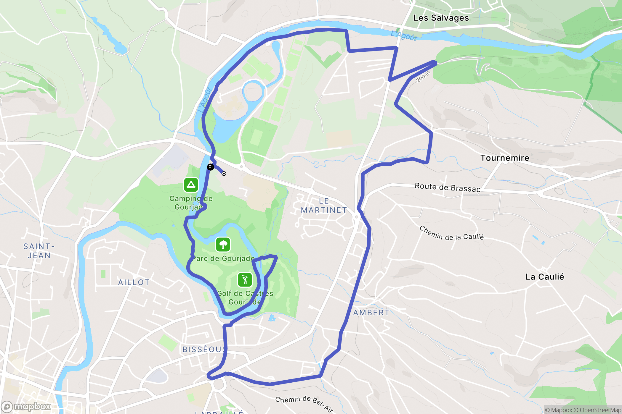 Castres : carte du parcours de randonnée - France