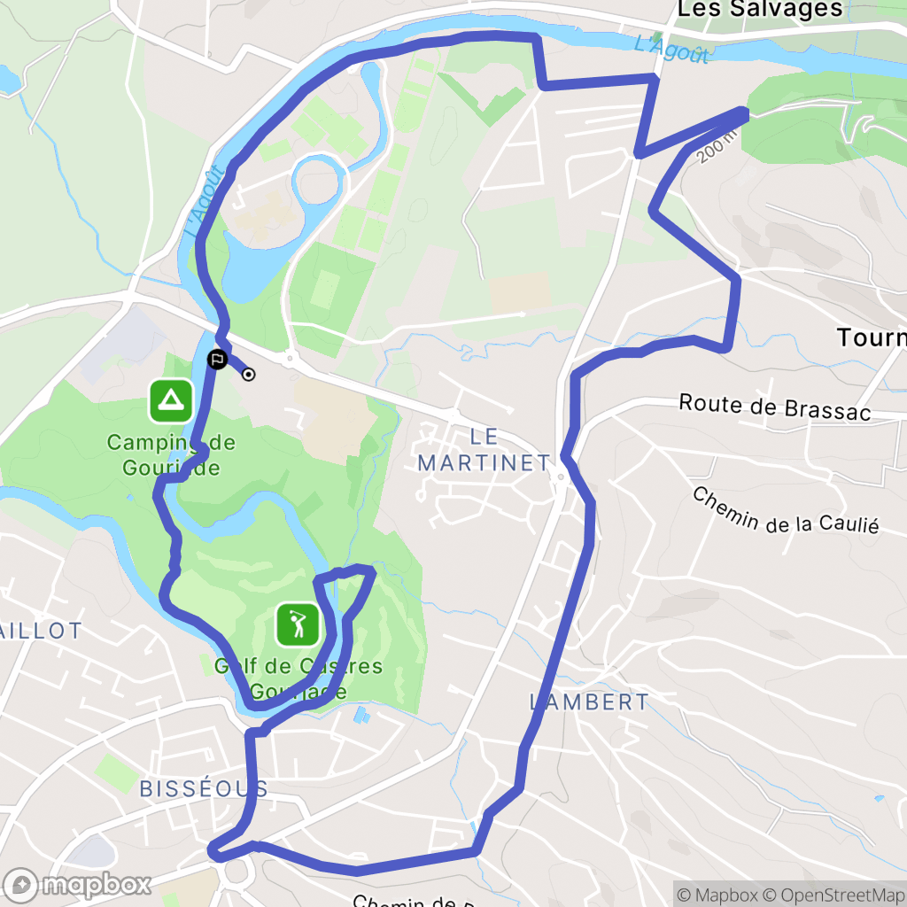 Castres : carte du parcours de randonnée - France